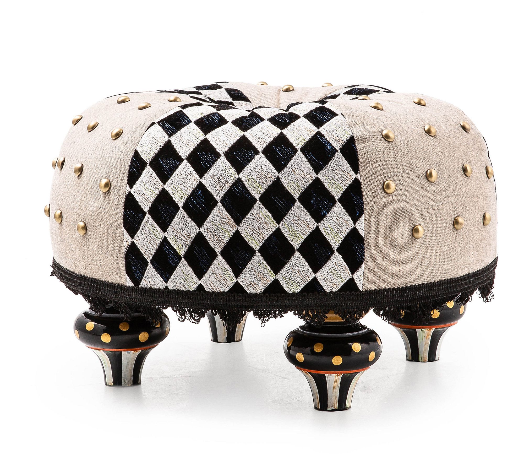 MacKenzie-Childs Diamond and Dot Footstool