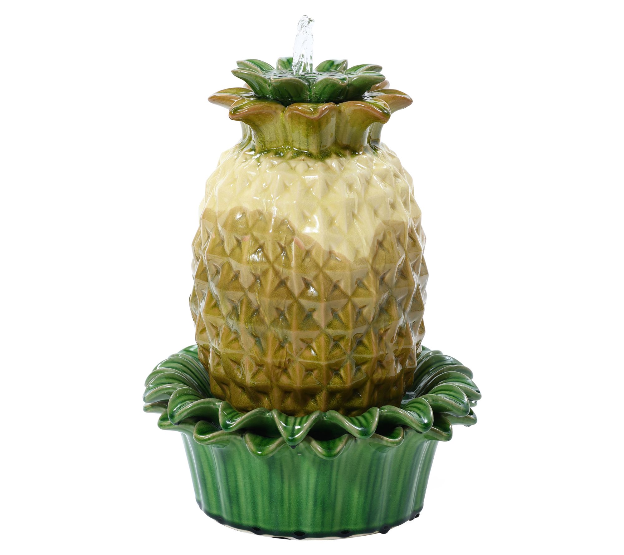 LuxenHome Pineapple Ceramic Indoor/Outdoor Table Fountain
