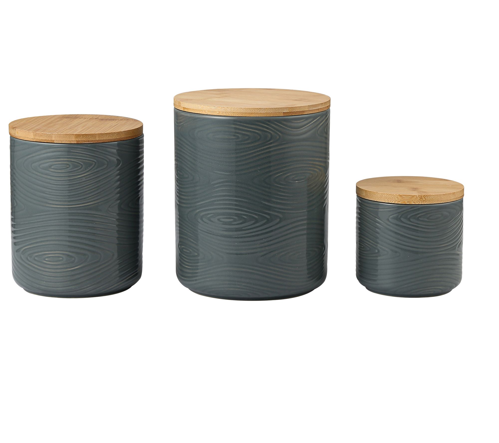 Temp-tations Woodland Set of (3) Canisters with Wood Lids