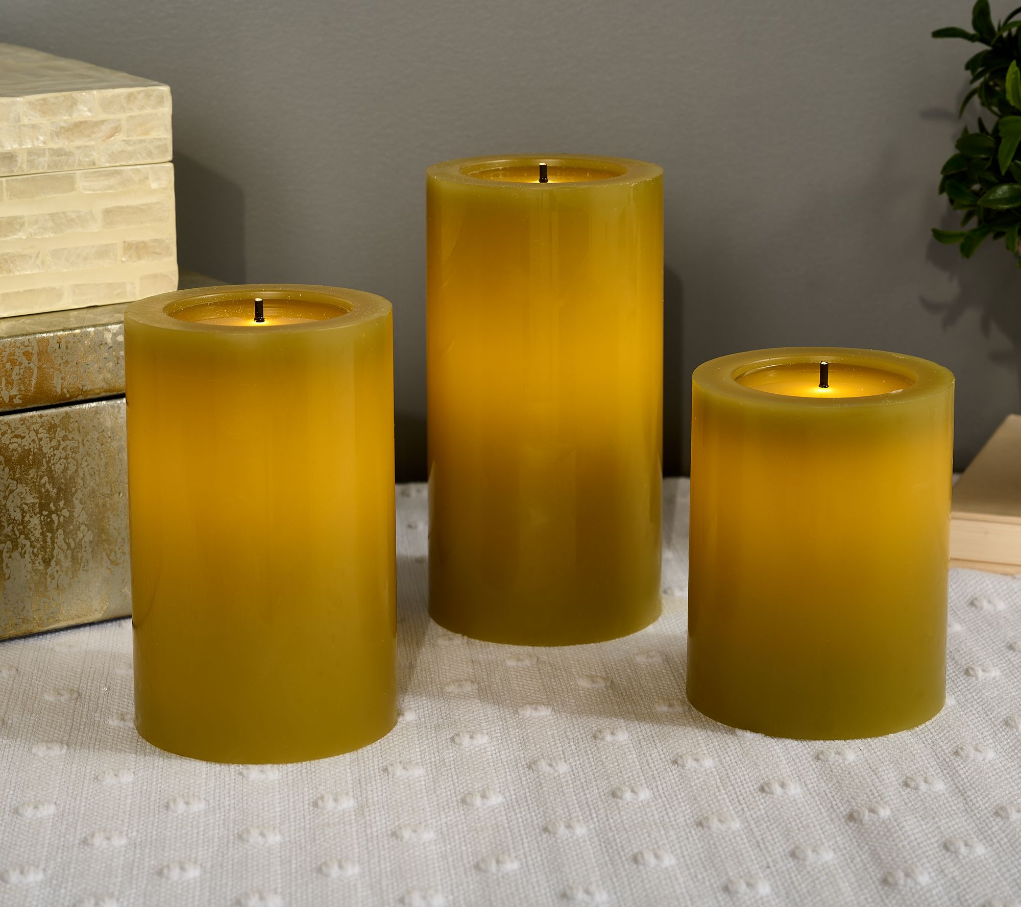 Bethlehem Lights S/3 Fiber Optic Flameless Pillars