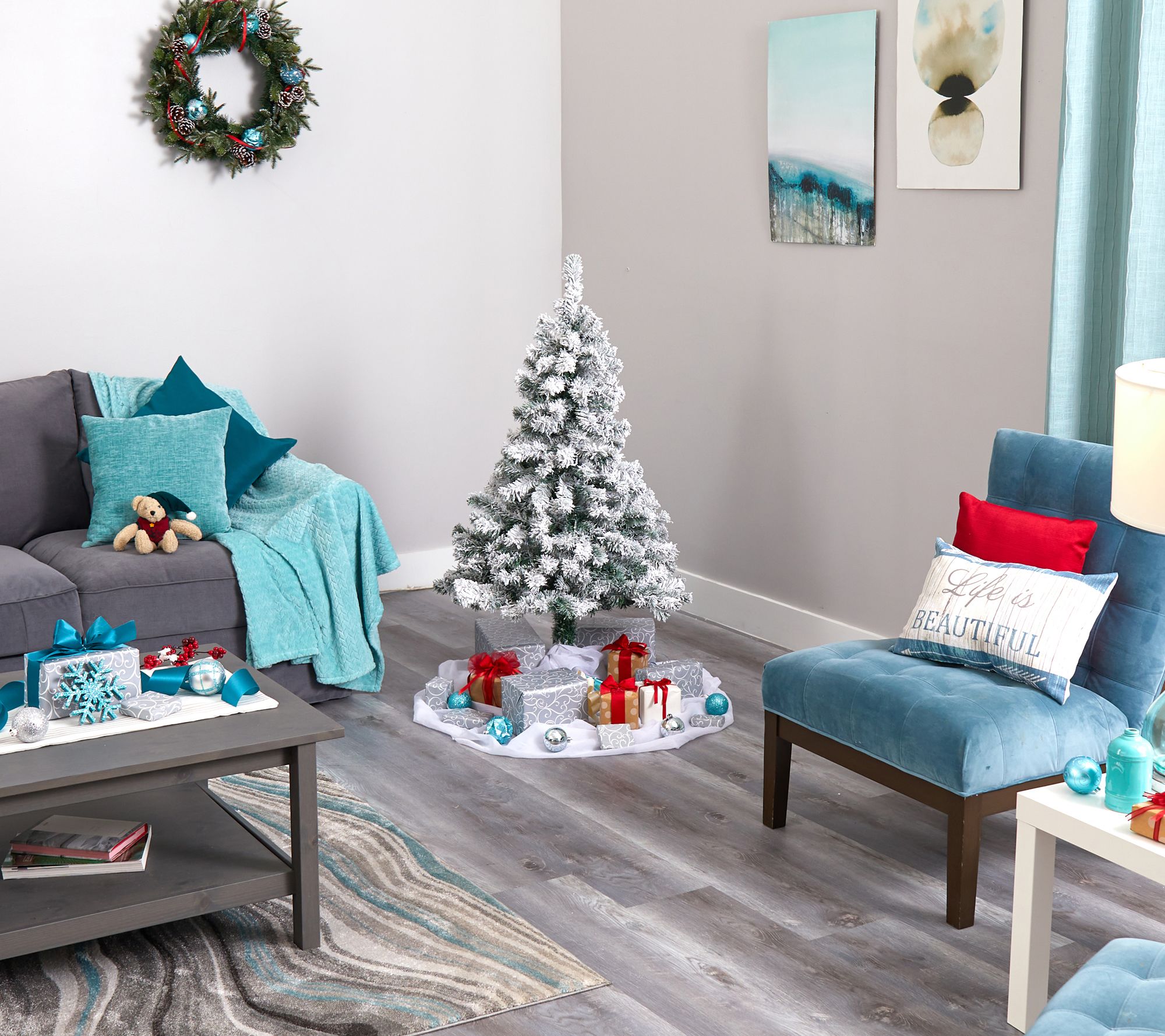 Nearly Natural 4-ft Flocked Rock Springs Christmas Tree