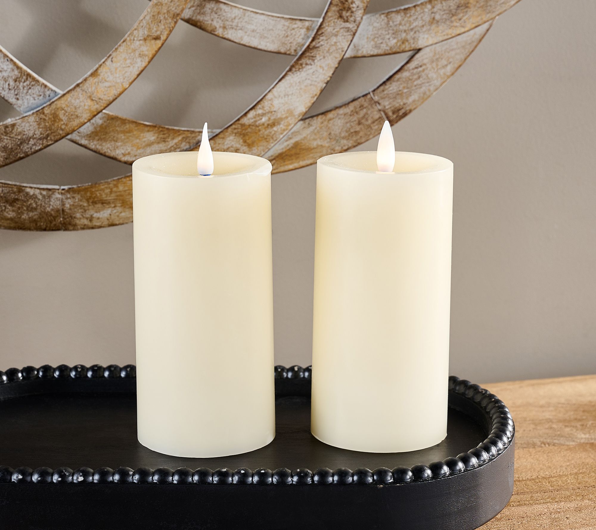 "As Is" Set of 2 3"x6" Candlelight Wax Candles by Valerie