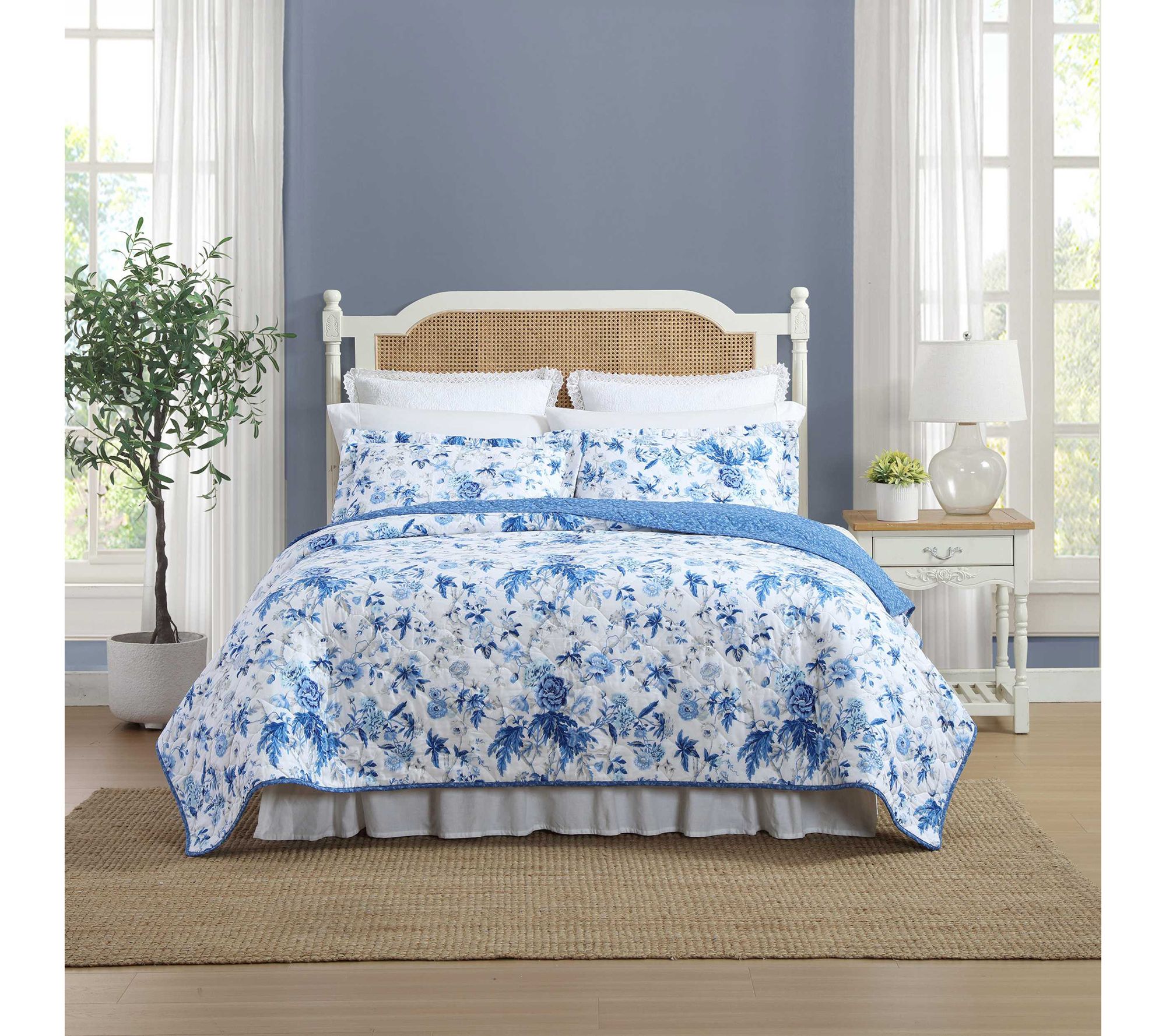 Laura Ashley Breezy Floral Twin Quilt Sham Set