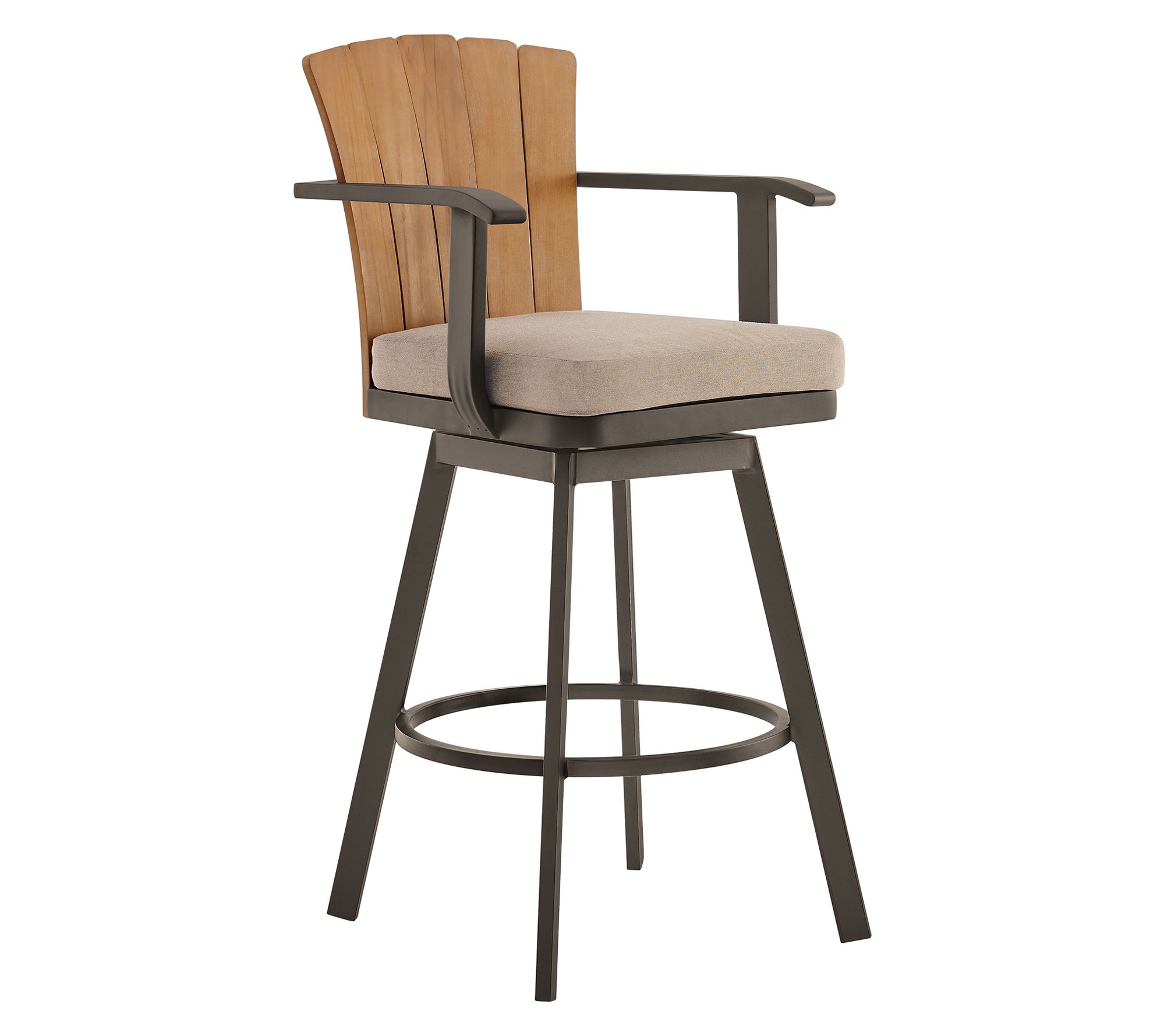 Armen Living Hazel Outdoor Swivel Counter/Barstool in Aluminum