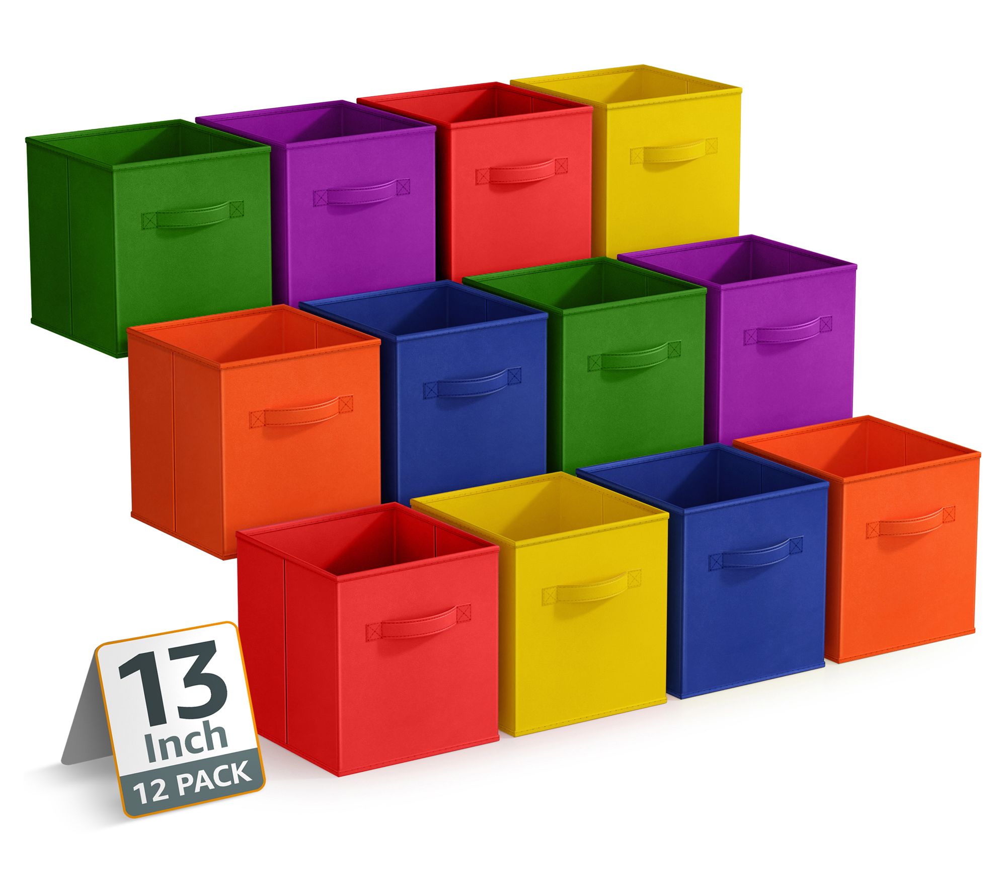 Sorbus 13" Storage Bins with Handles, 12 Pk Multicolored Set 2