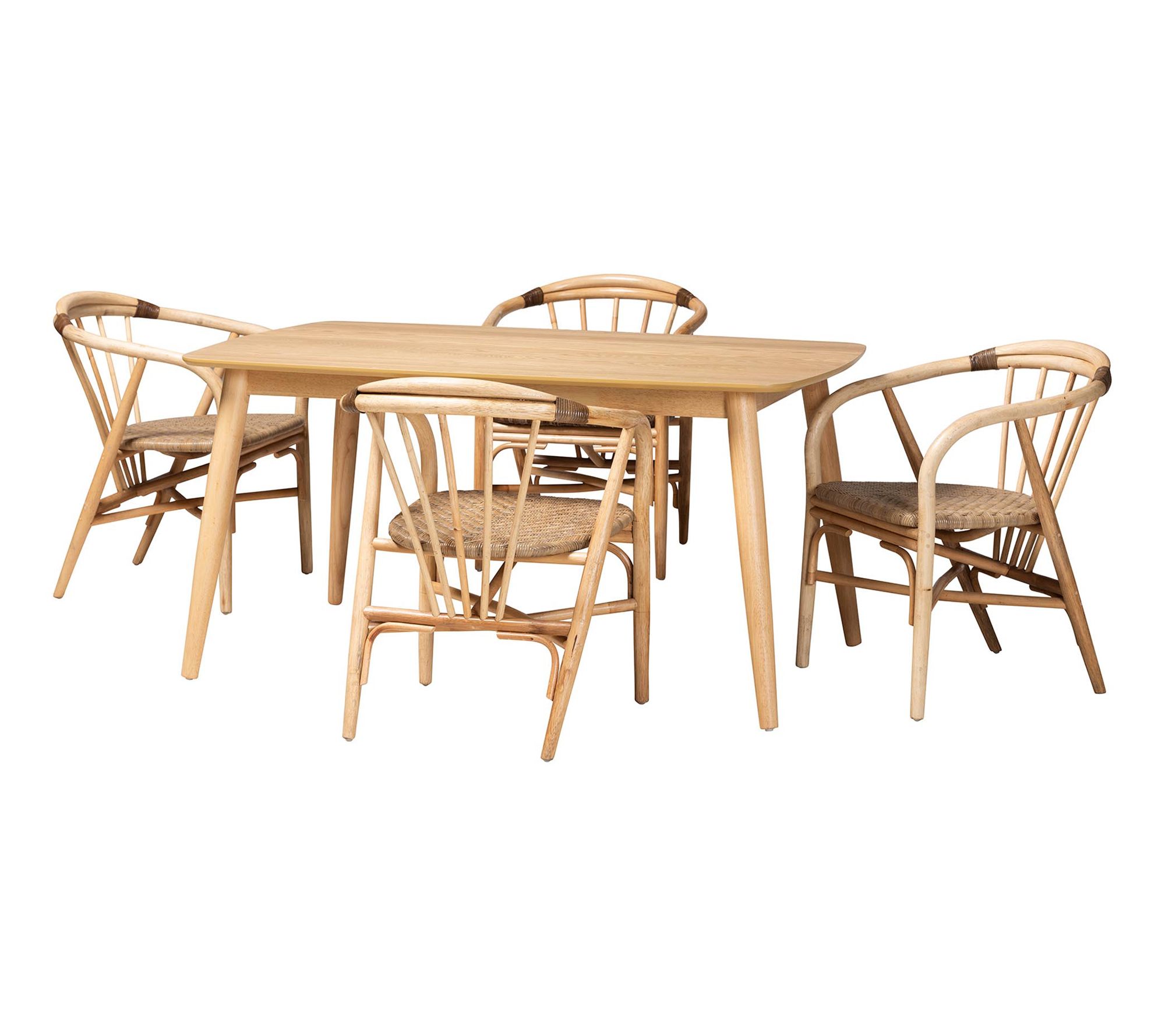 bali & pari Kyoto Wood and Rattan 5-Piece Dining Set