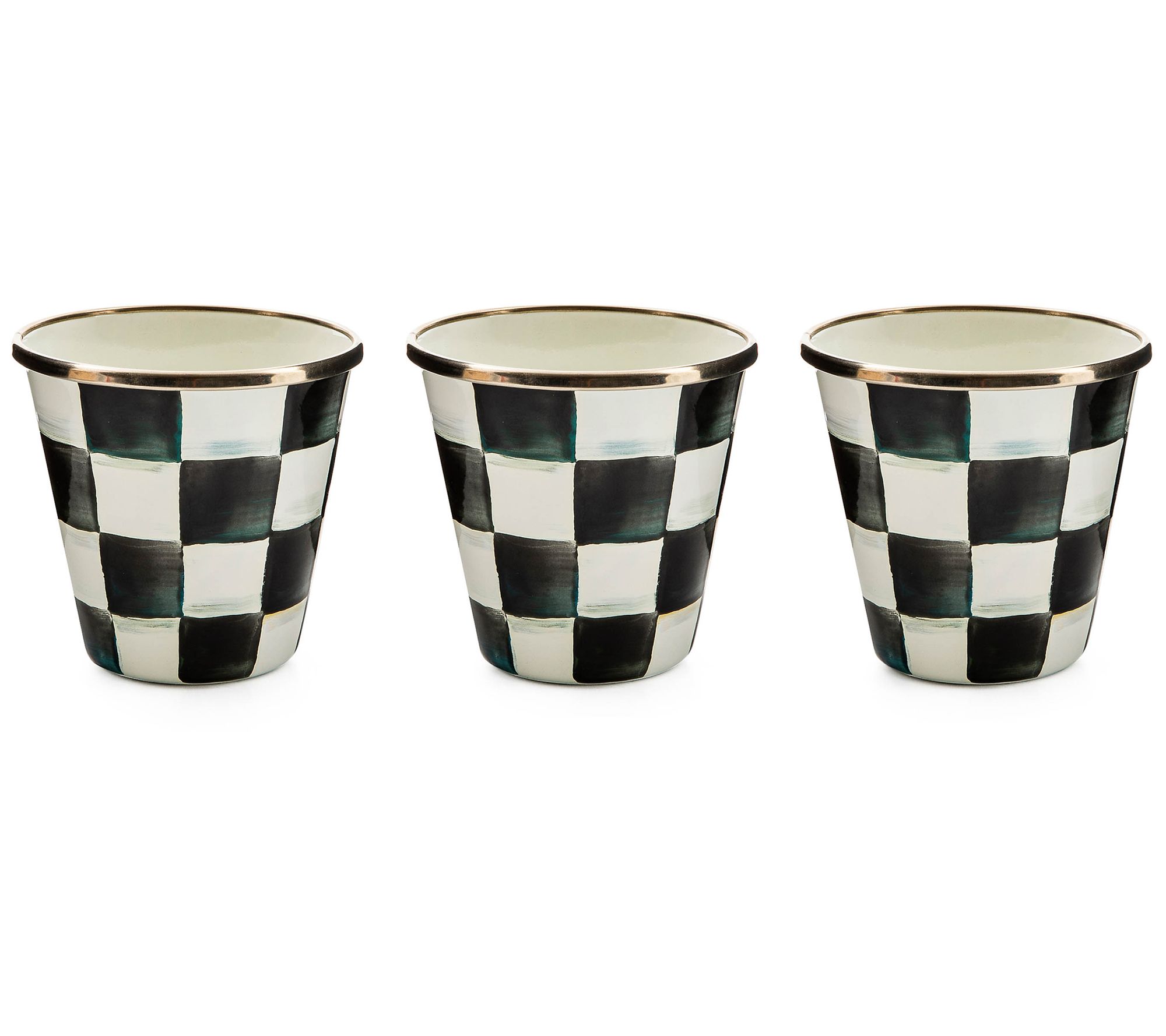 MacKenzie-Childs Set of 3 Courtly Check Herb Pots