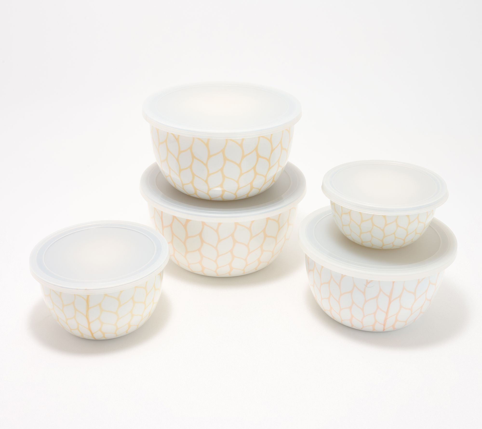 "As Is" Temp-tations Carved Willow 5-Piece Enamel on Steel Bowls