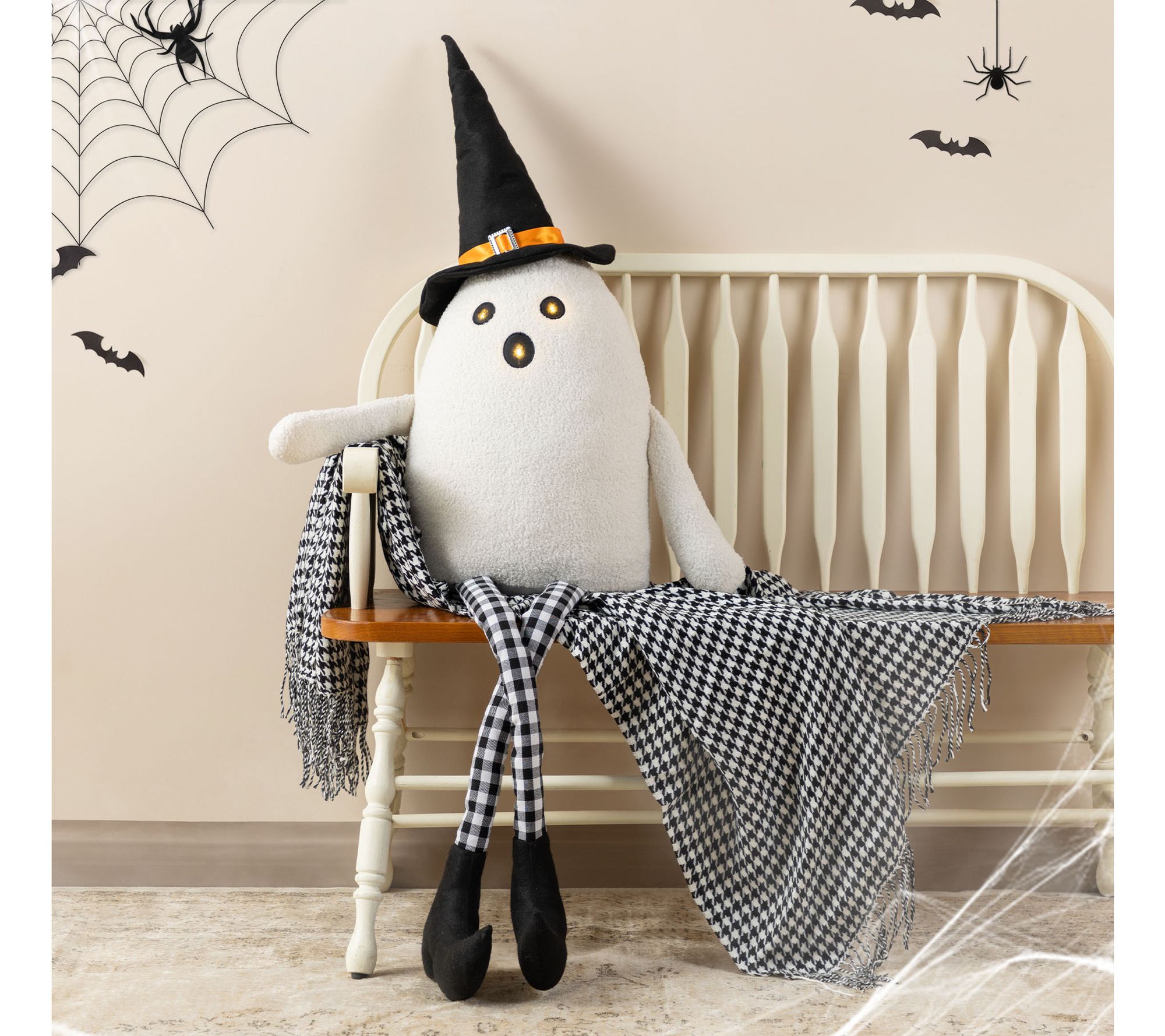 Glitzhome 65" Halloween Lighted Lanky Legs Ghost Shelf Sitter