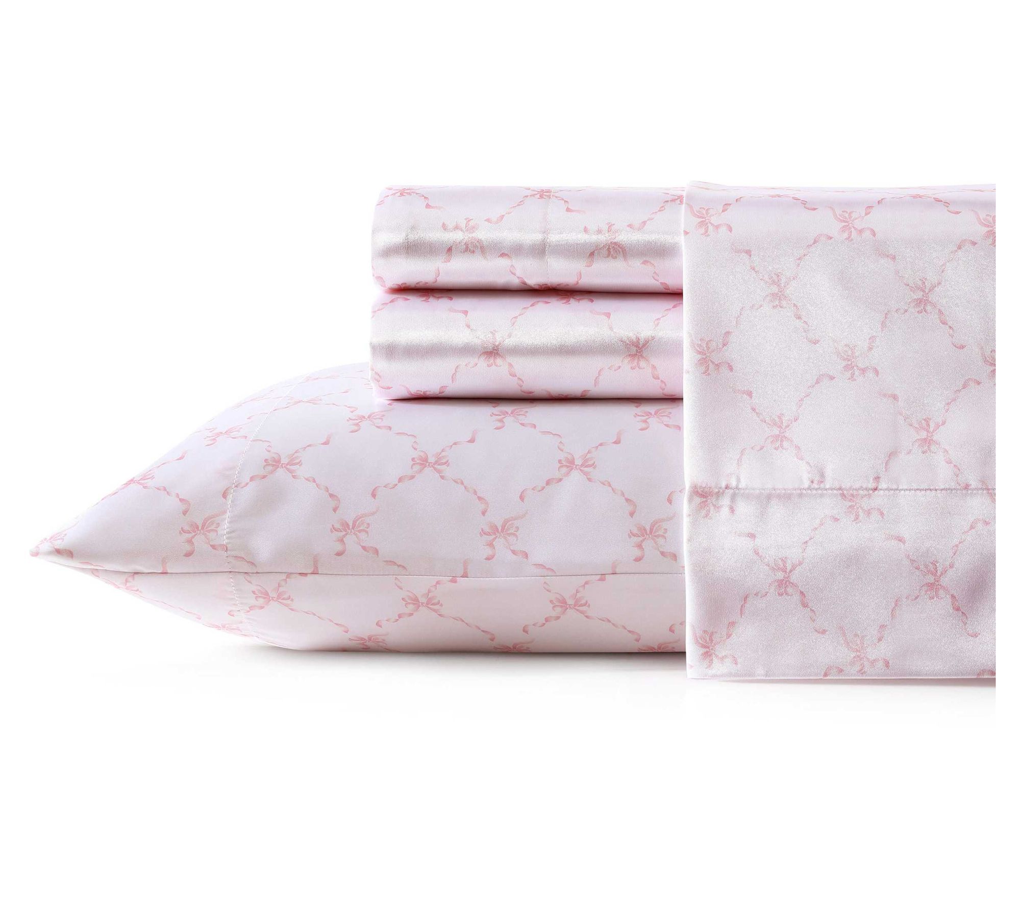 Laura Ashley Bow Ribbon Pink King Sheet Set
