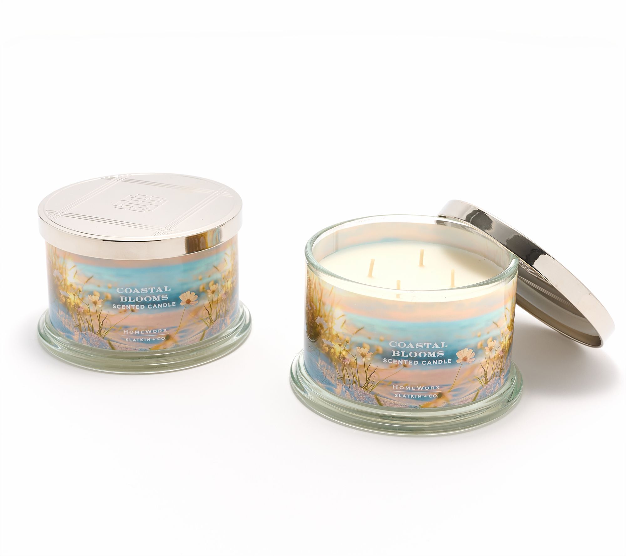 HomeWorx by Slatkin + Co. S/2 18oz Candles Coastal Blooms