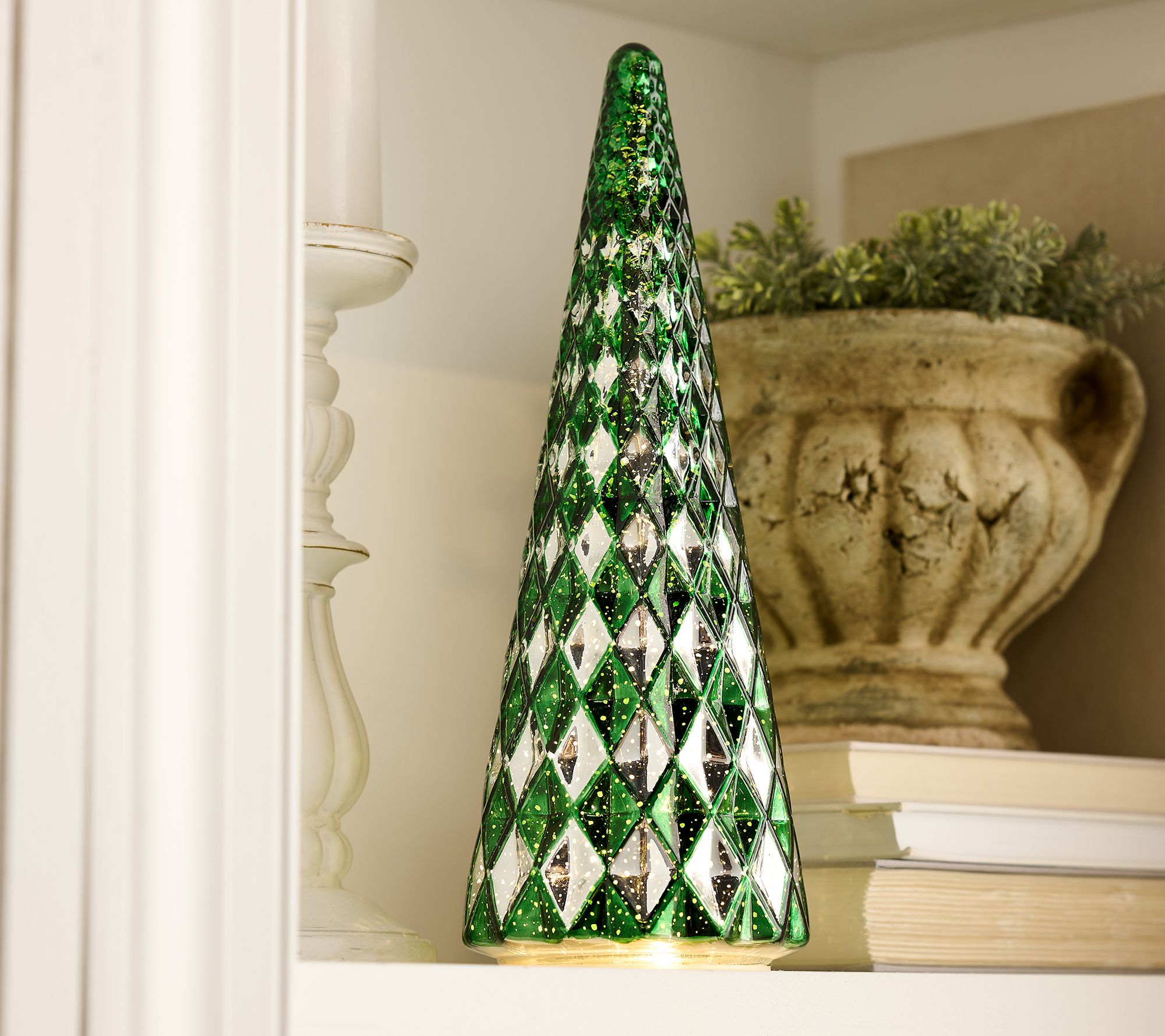 "As Is" 12.5" Illuminated Harlequin Glass Tree by Valerie