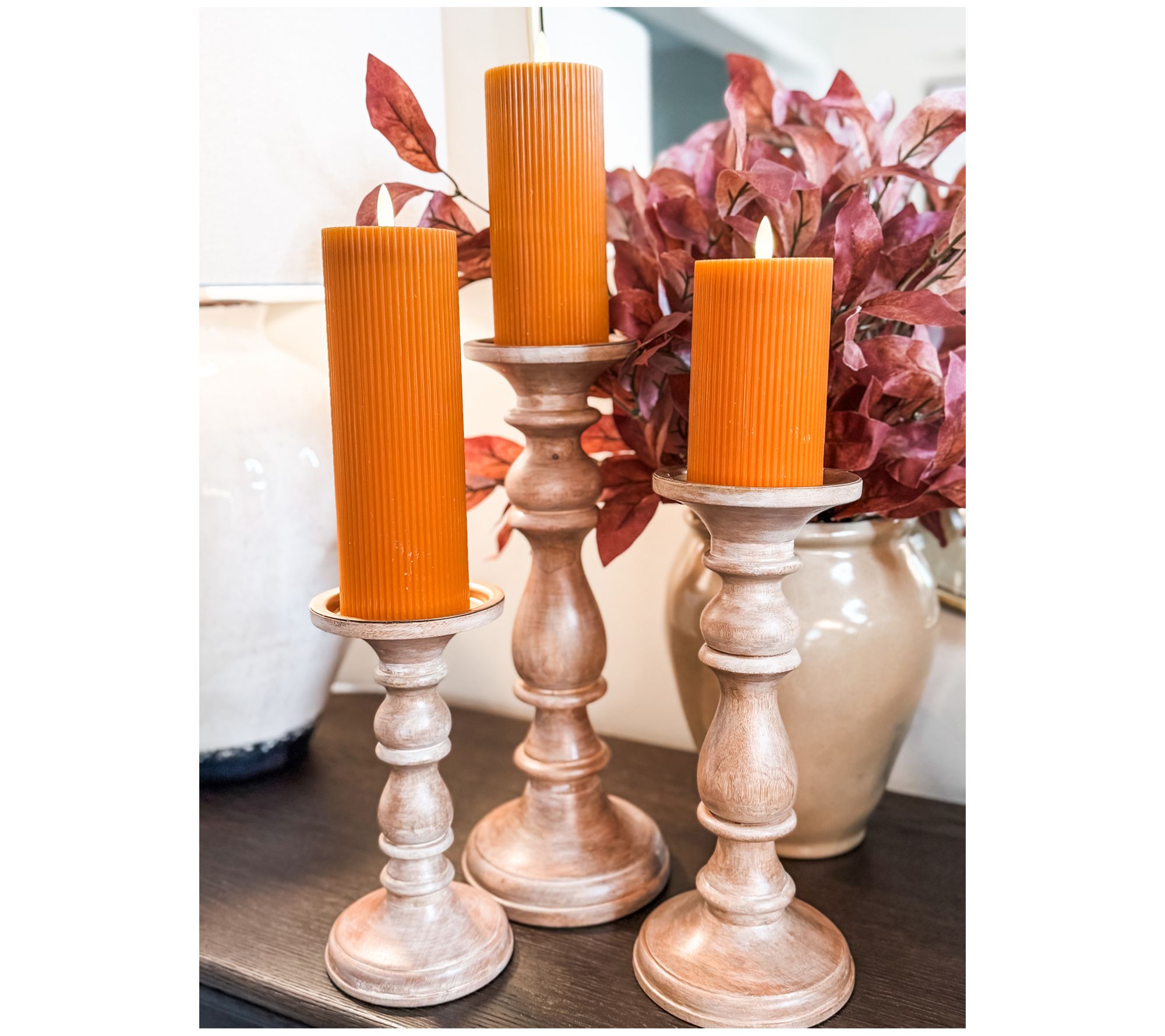 "As Is" Simply Stunning Set of 3 Flameless Pillar Candles by Janie Graff
