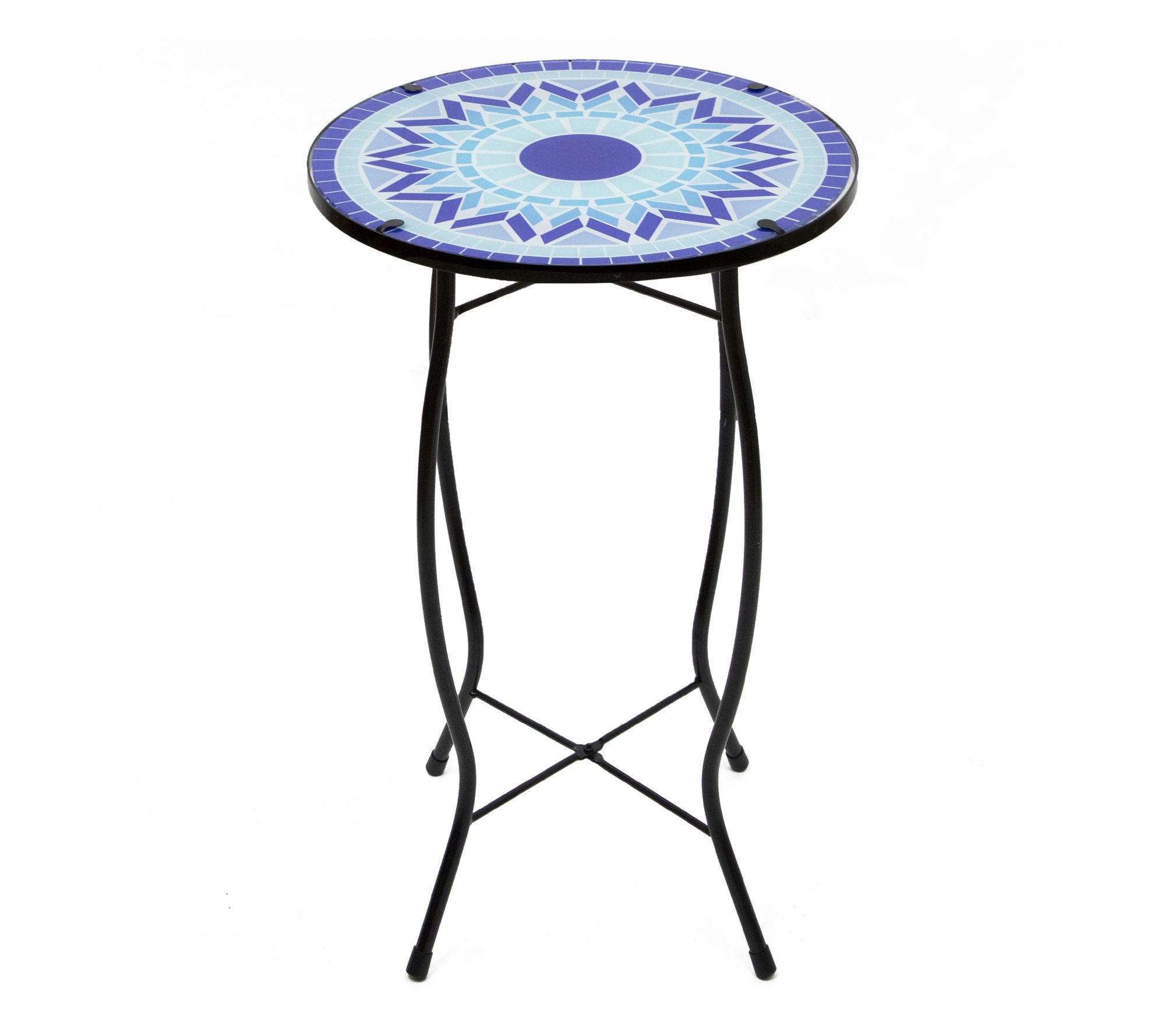 Northlight 19" Blue Sun Mosaic Glass Patio SideTable