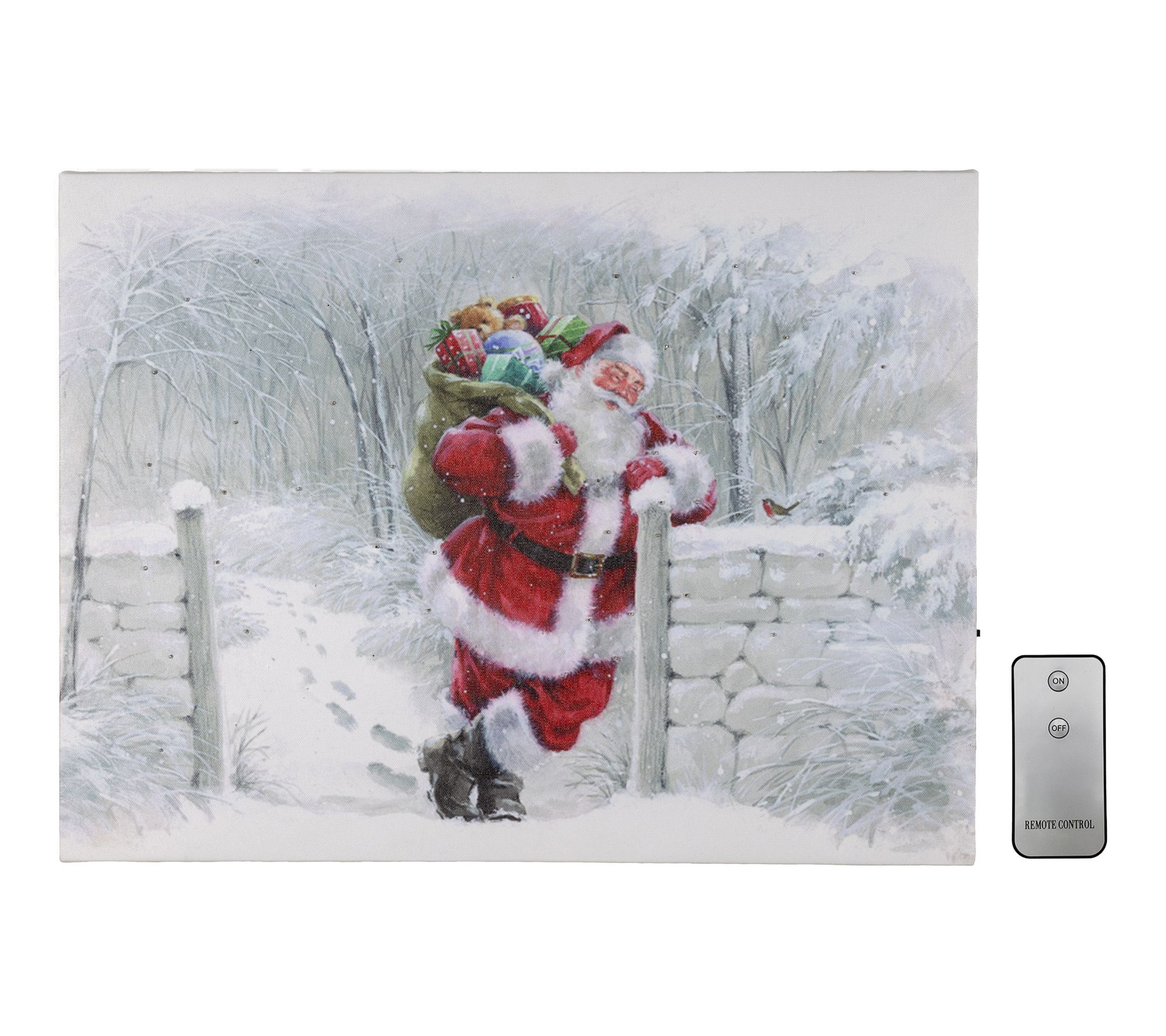 LumaBase Battery Operated Lighted Wall Art - Snowy Santa