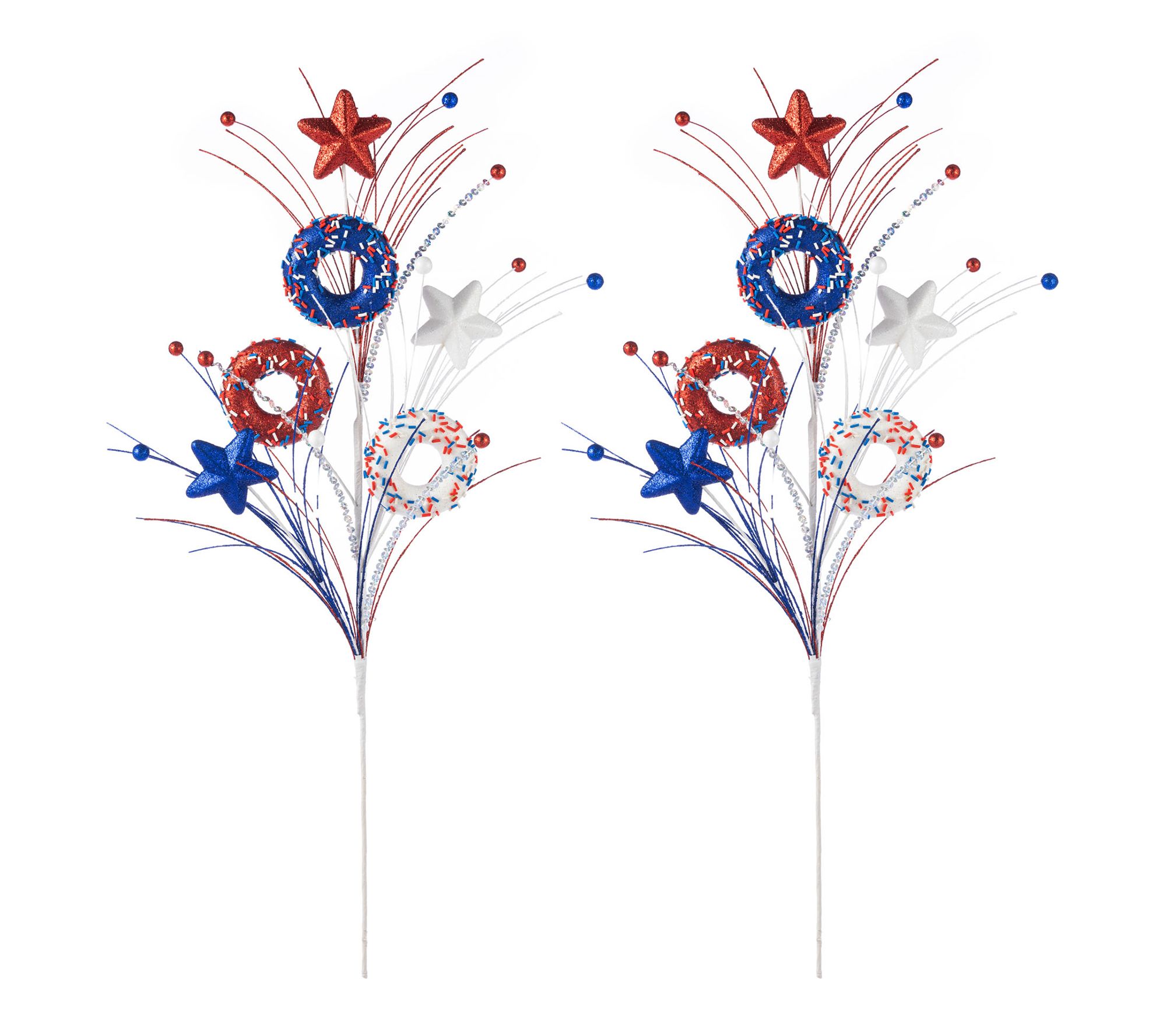 Glitzhome Set of 2 28"H Patriotic Americana Stars Donuts Picks