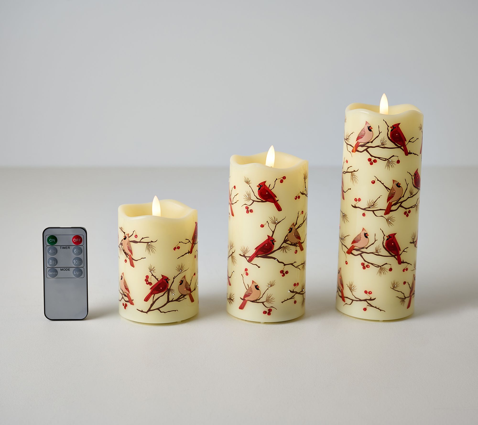 Temp-tations Set of 3 4",6",8" Fiber Optic Candles with Remote