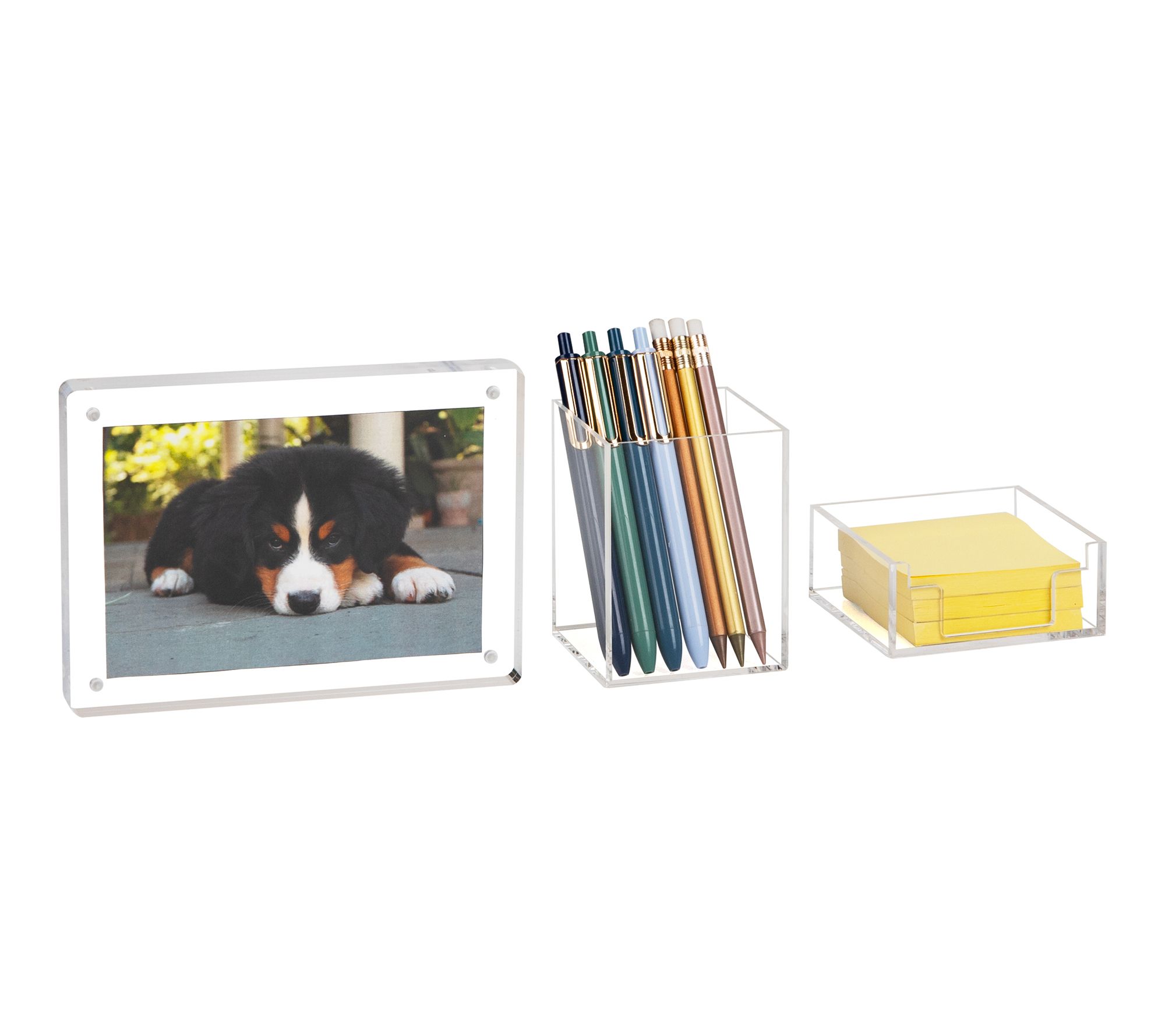 Mind Reader 3-Piece Desk Organizer Set, Clear