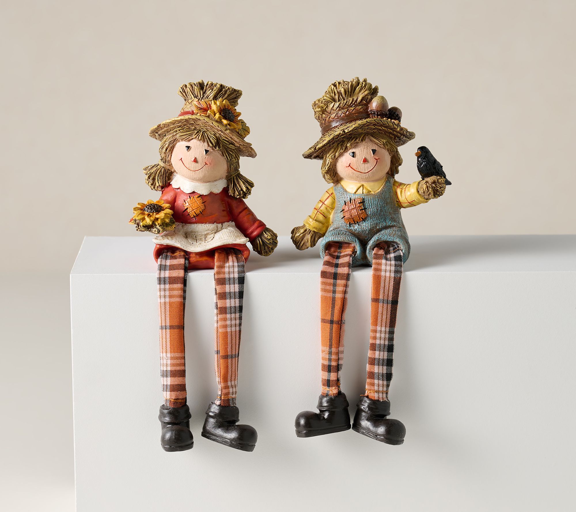 Set of 2 Scarecrow Friends Shelf Sitters by Valerie