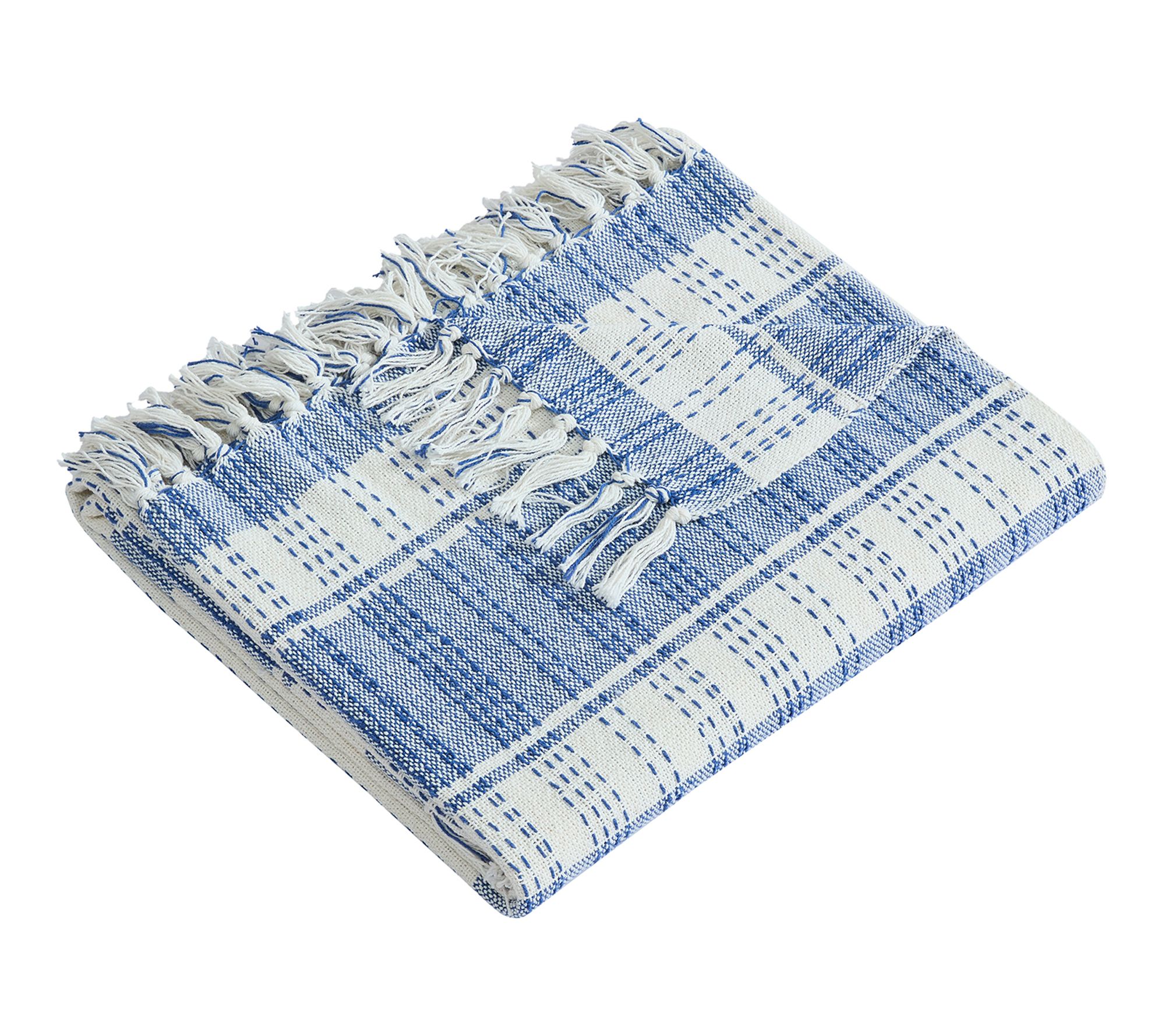Palm Aire Charleston Blue/White Stripe 50" x 70" Cotton Throw