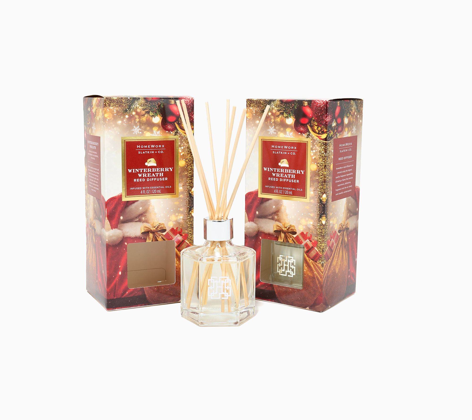 HomeWorx by Slatkin + Co. S/2 Winterberry Wreath Reed Diffusers