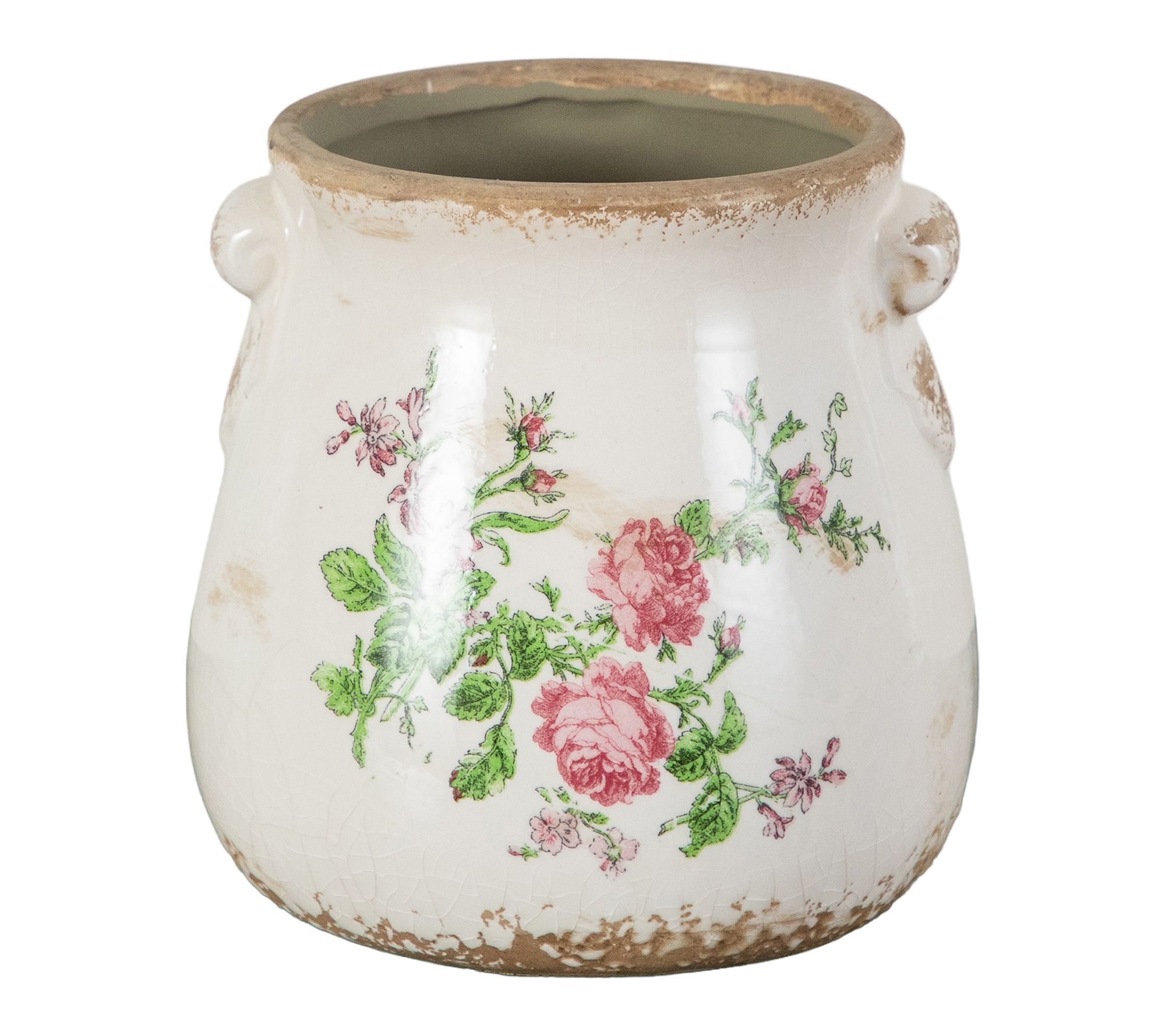 10-in Ceramic Flower Print Vase by Nearly Natural