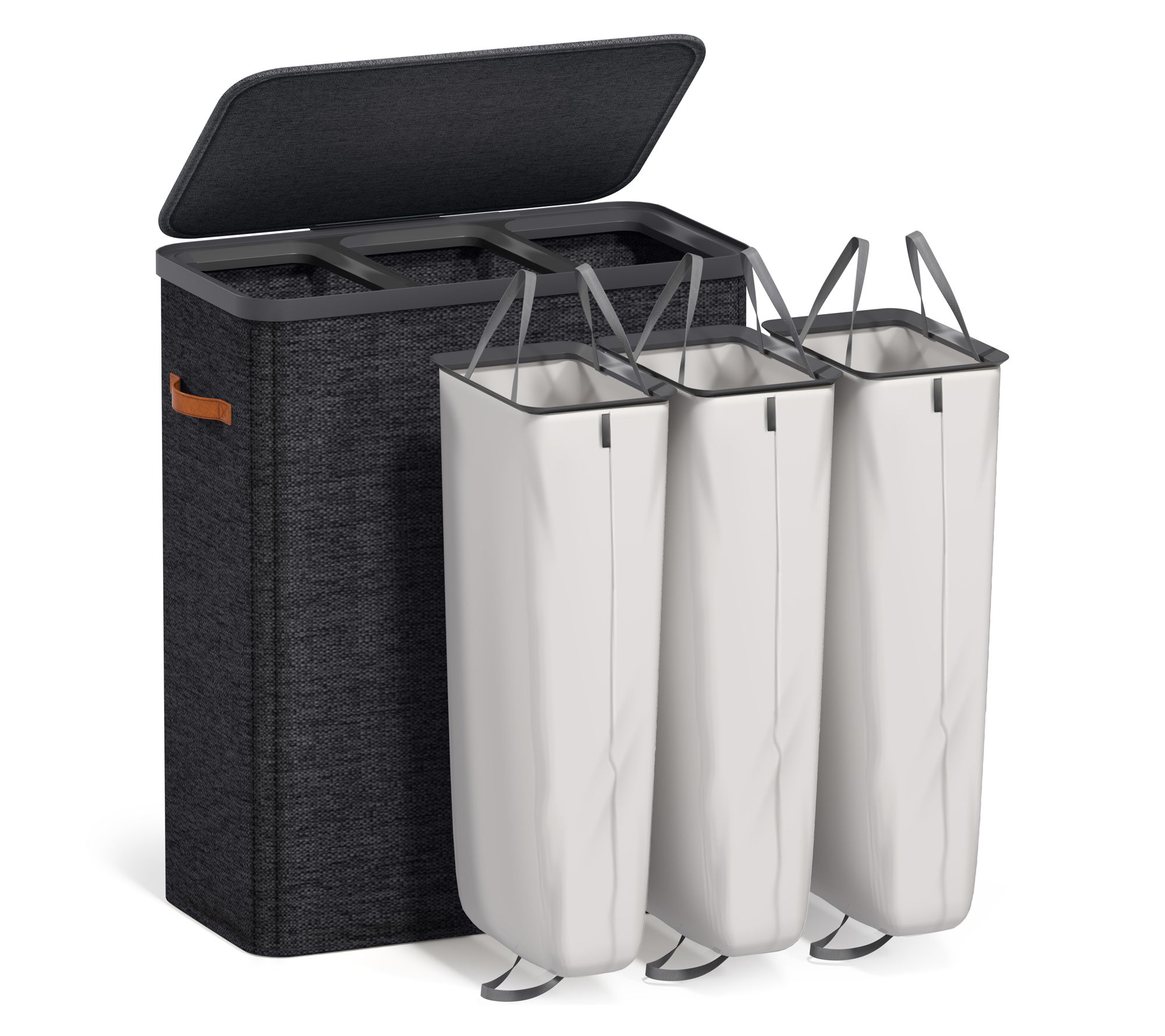Sorbus Fabric Laundry Hamper -Collapsible 3 -Compartment | QVC