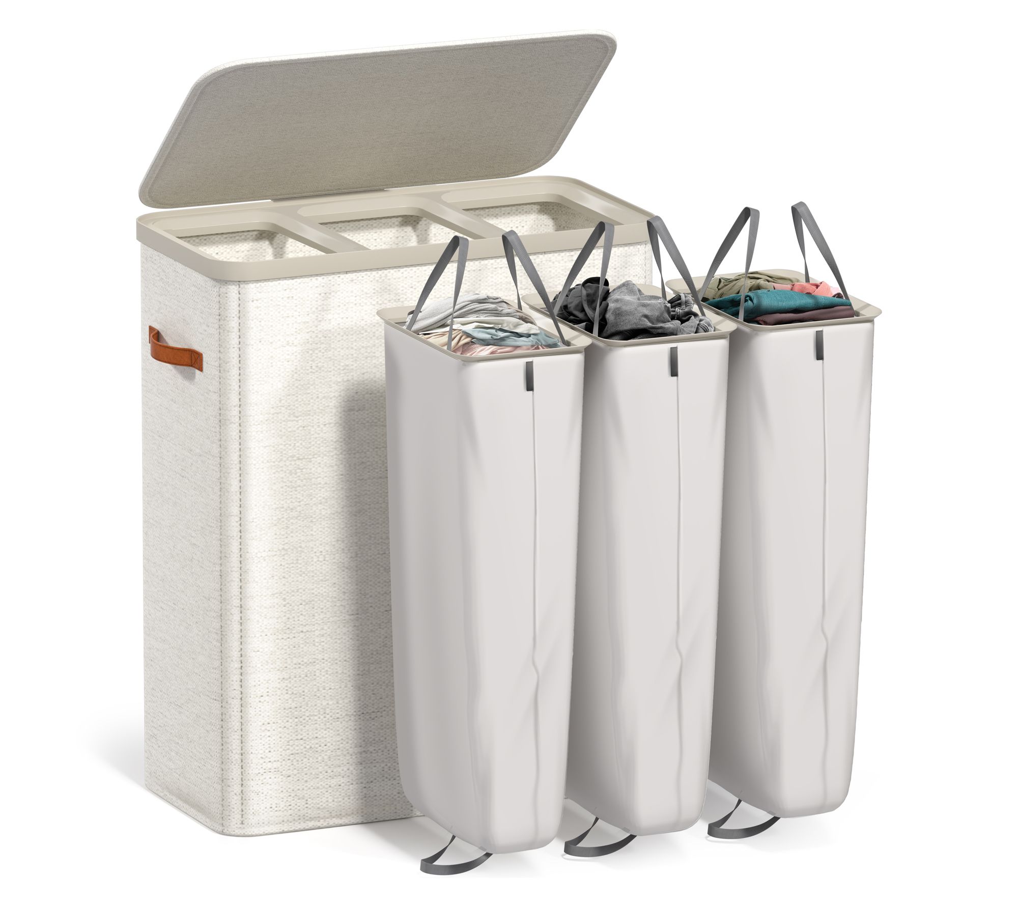 Sorbus Fabric Laundry Hamper -Collapsible 3 -Compartment | QVC