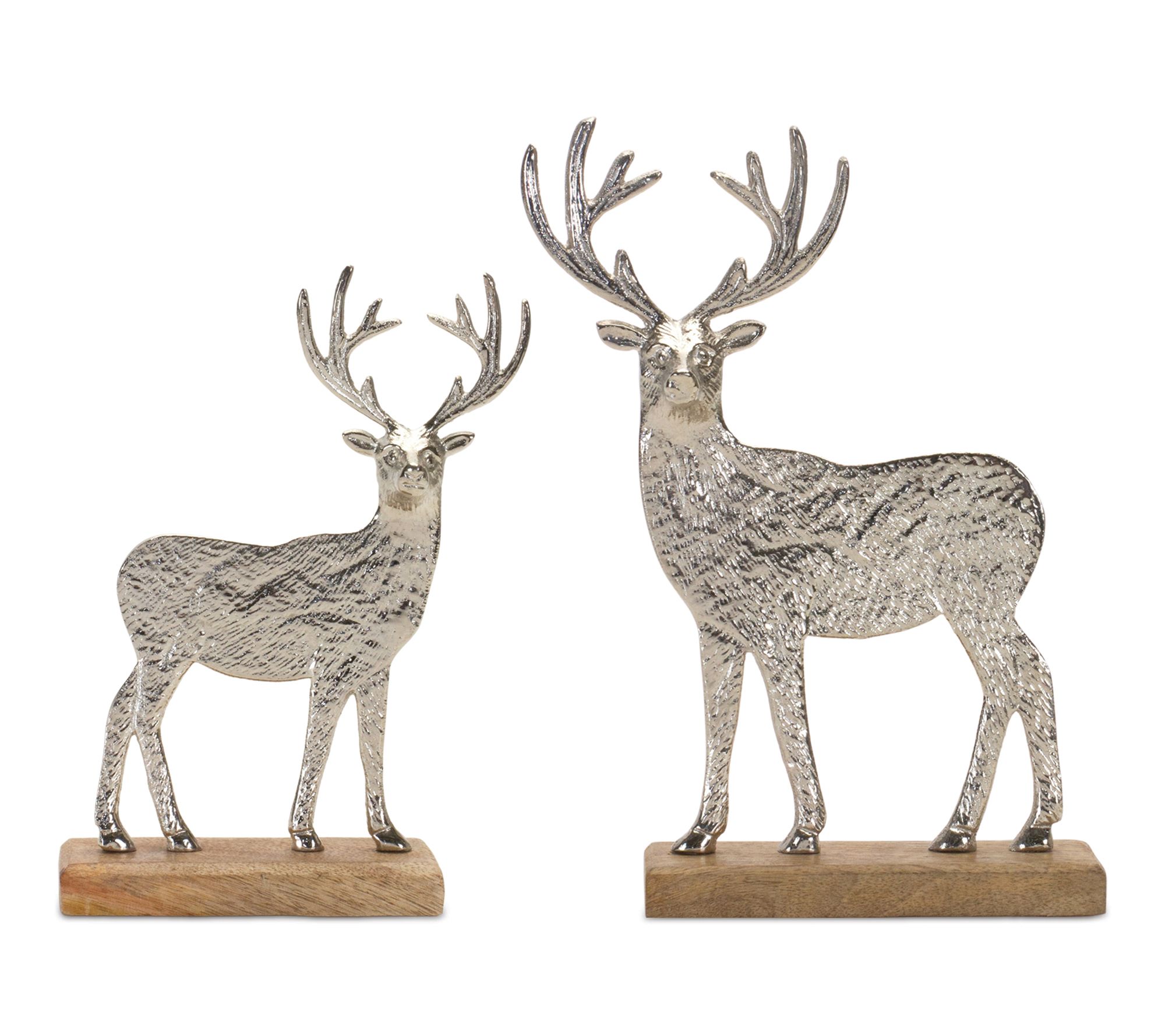 Melrose Metal Deer Silhouette with Wood Base (Set of 2)