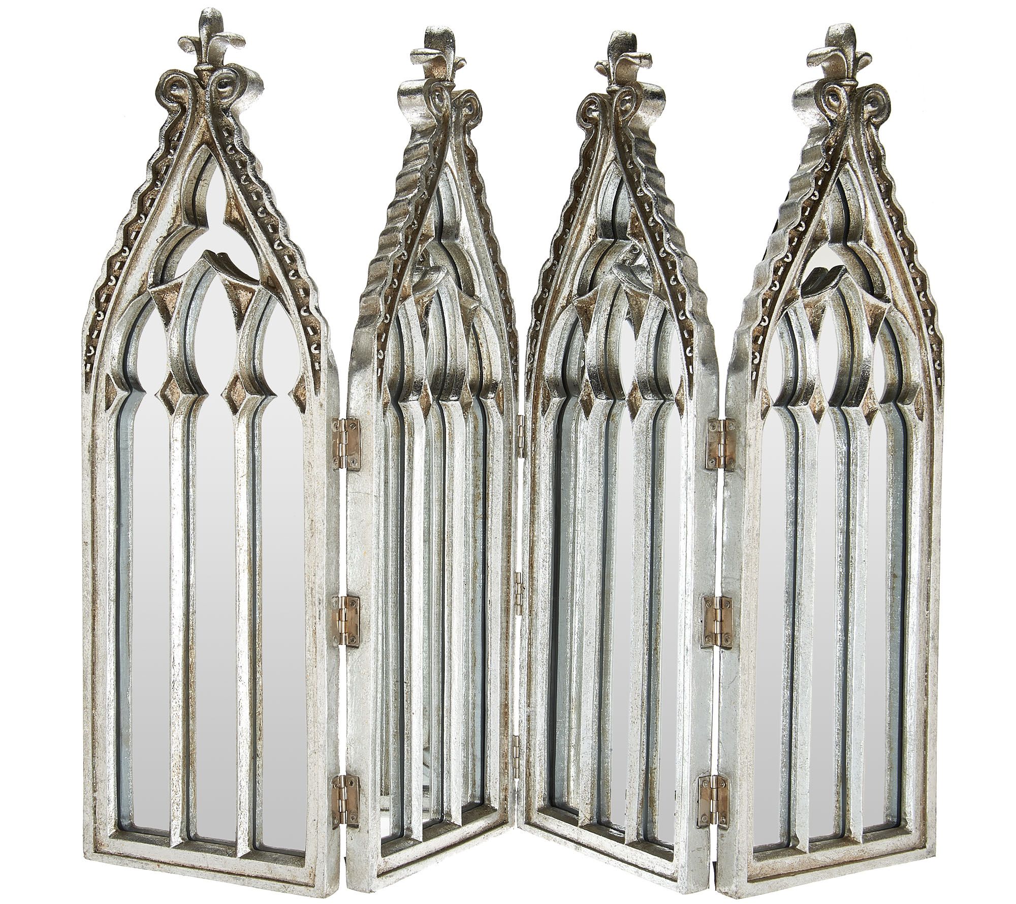 Antiqued Cathedral 4-Panel Mirror by Valerie