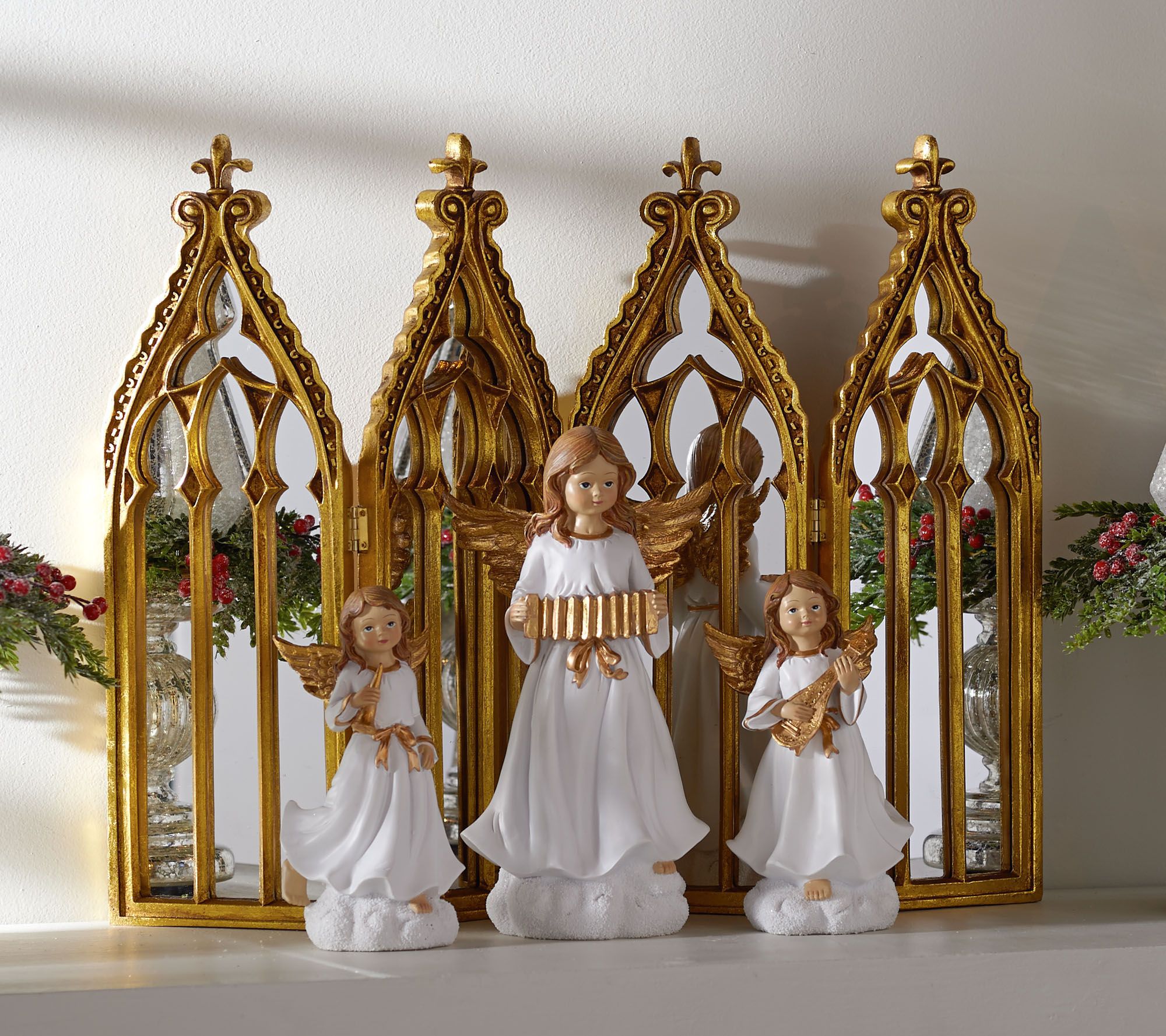 Antiqued Cathedral 4-Panel Mirror by Valerie
