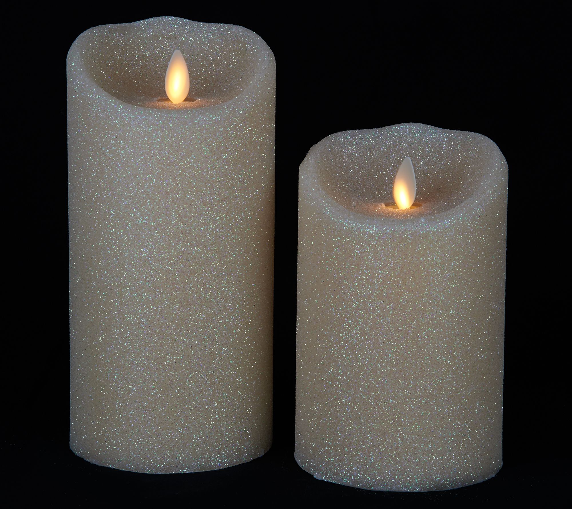 Luminara Set of 2 5" and 7" Glitter Candles with Remote