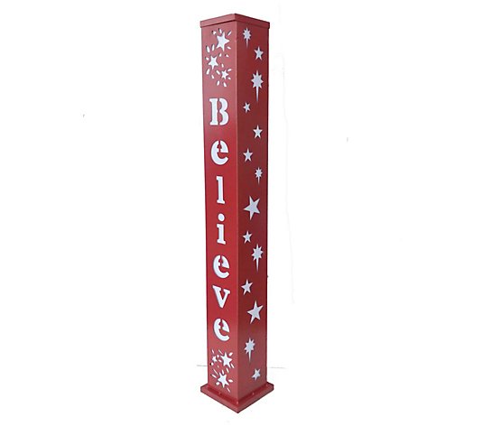 Backyard Expressions 40" Red Believe Holiday pillar LED lights