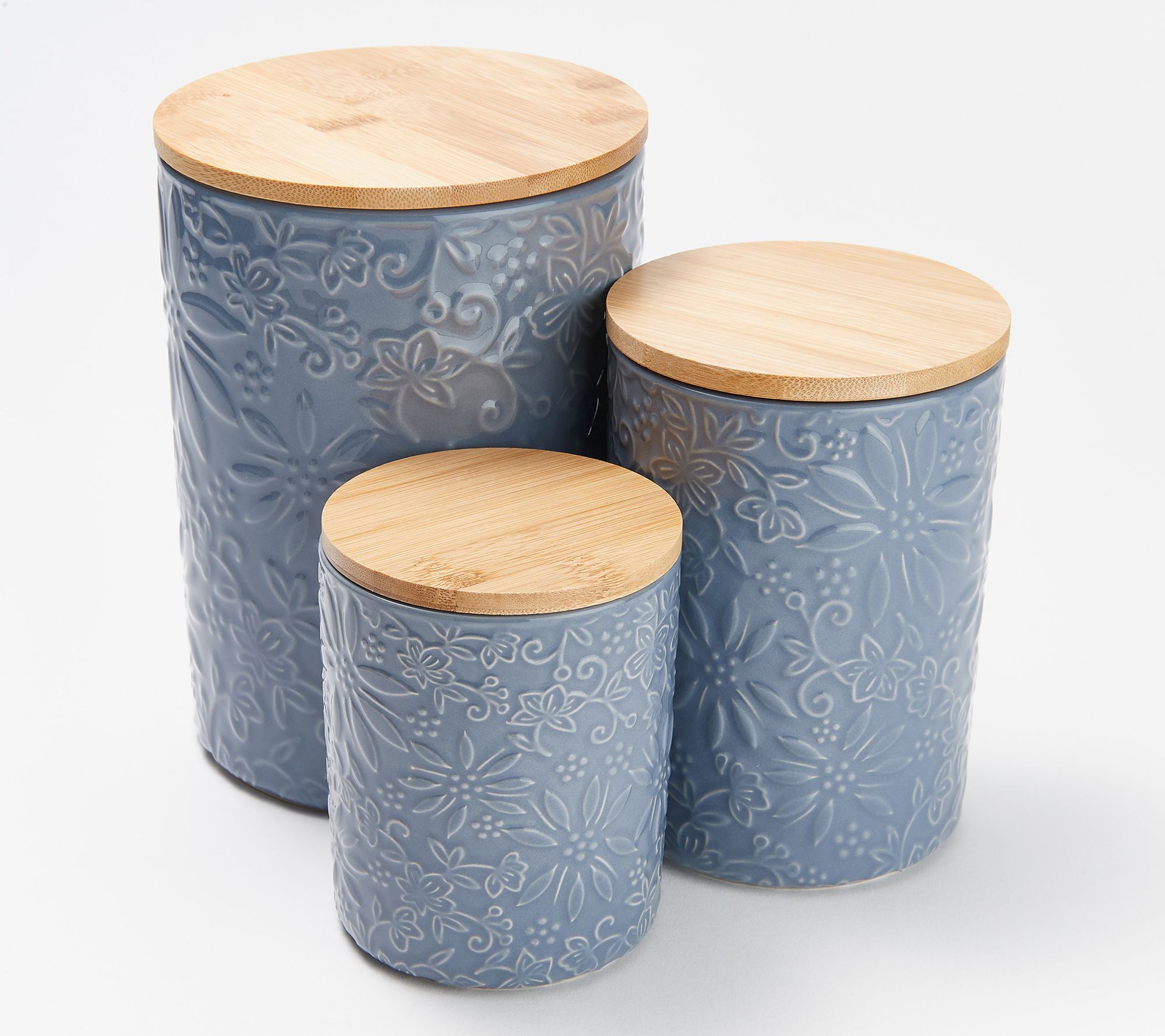 Blue and White Classic Ceramic Canisters, Set of 3