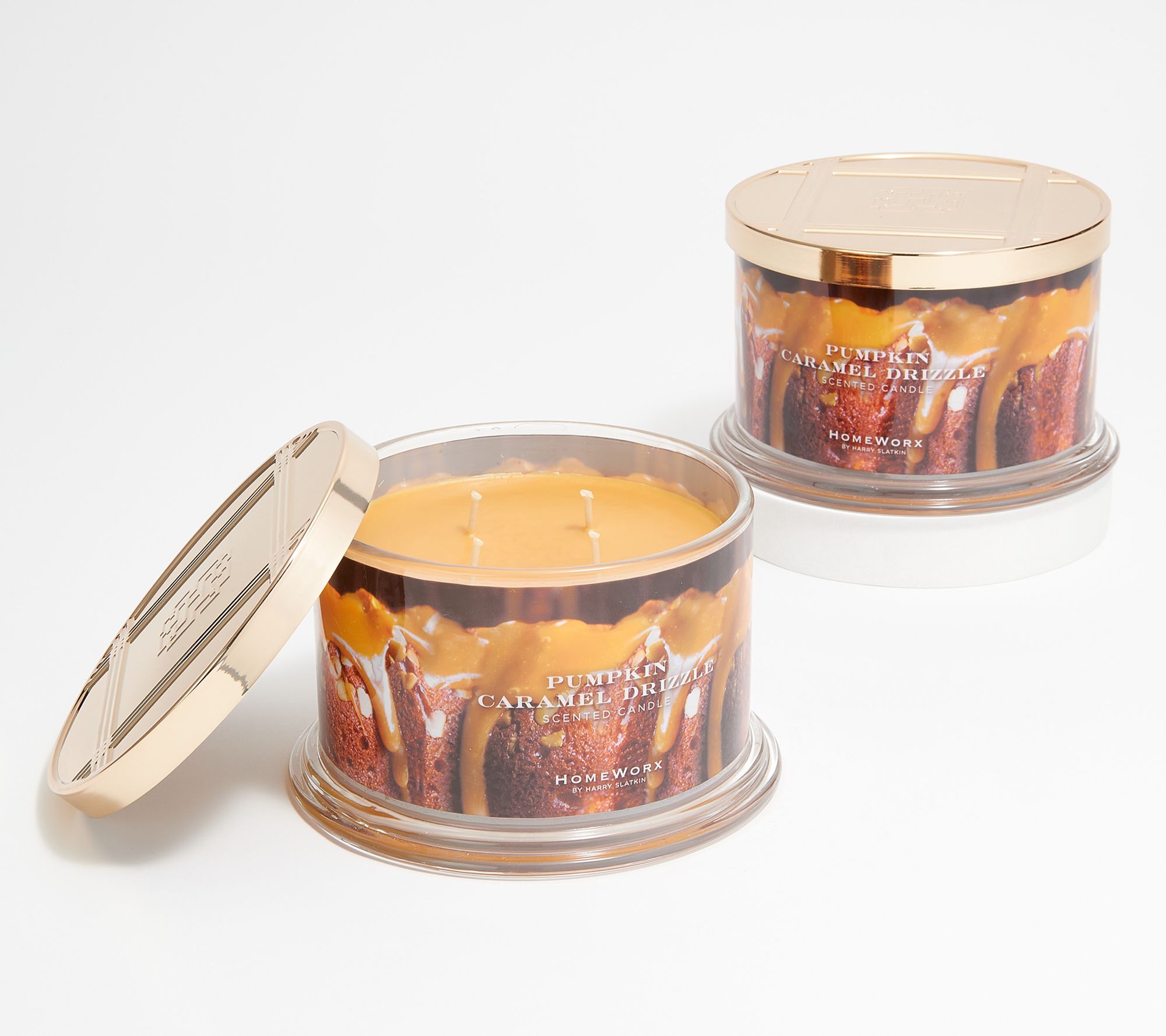 HomeWorx by Harry Slatkin S/2 Pumpkin Caramel Drizzle 18oz Candles