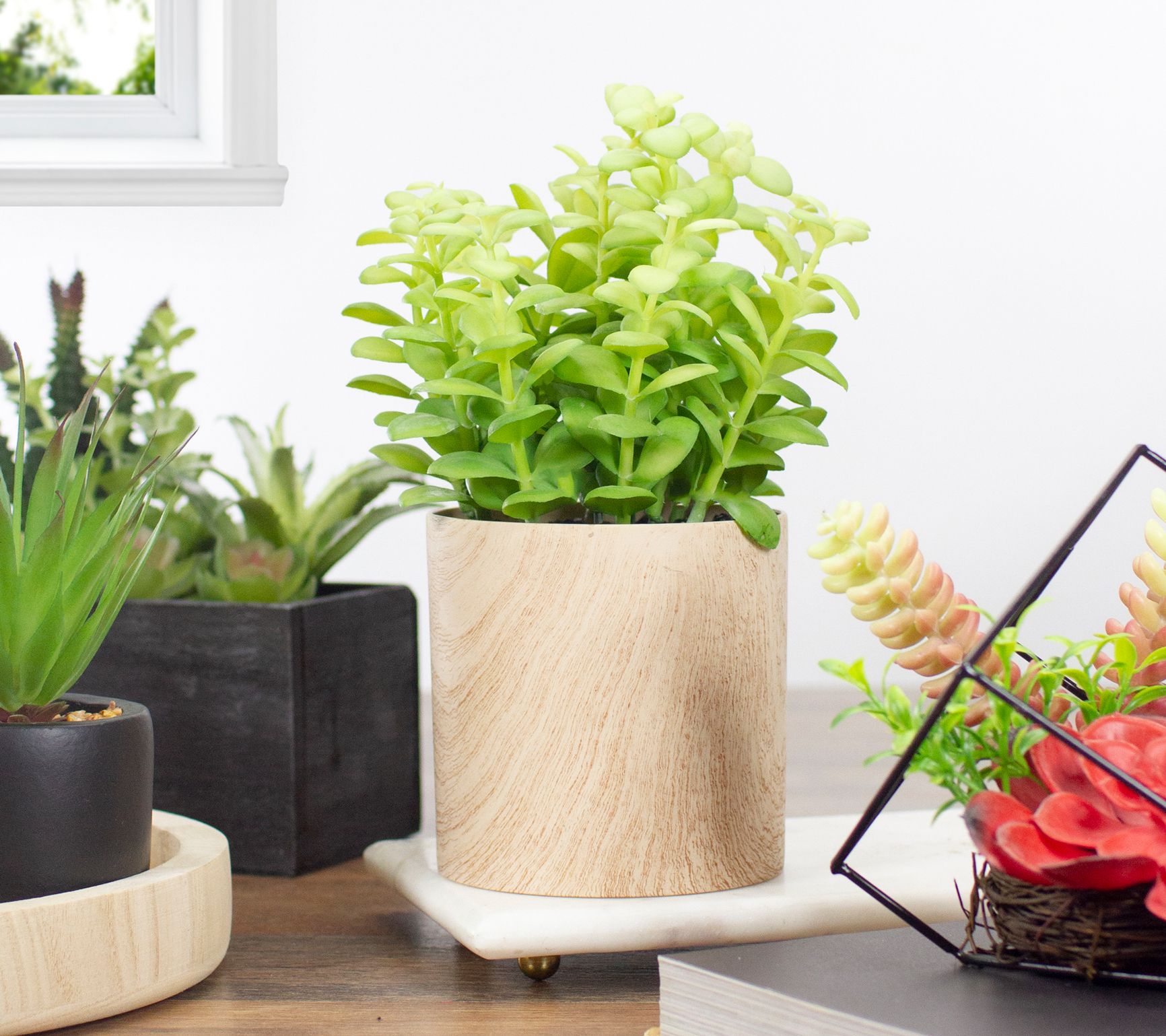 Northlight 10" Artificial Privet Plant in FauxWood Pot