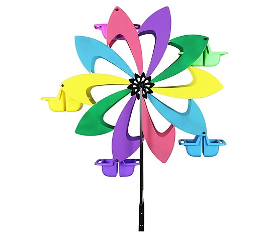 Exhart Colorful Pinwheel Spinning Bird Feeder