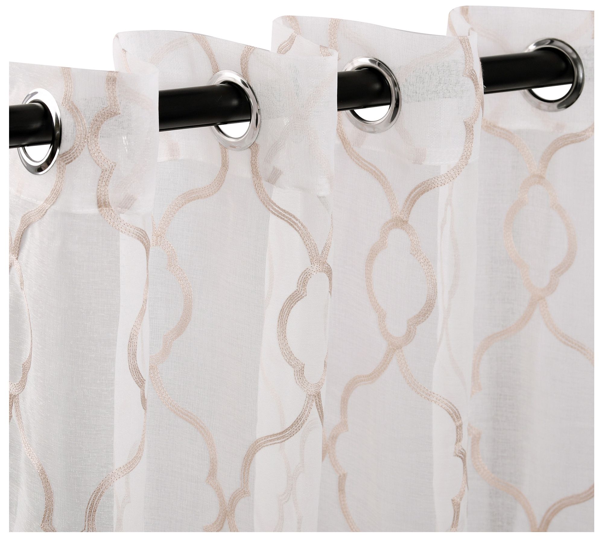 Superior Embroidered Lattice Sheer Curtain Panel Set, 42"x84" - QVC.com