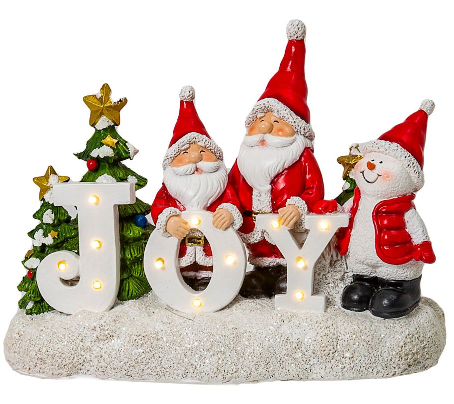 10" Santa & Snowman Tabletop Sign with word "JOY" by Gerson C