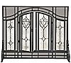 Plow & Hearth Large Floral Fireplace Screen w Glass Panel Door