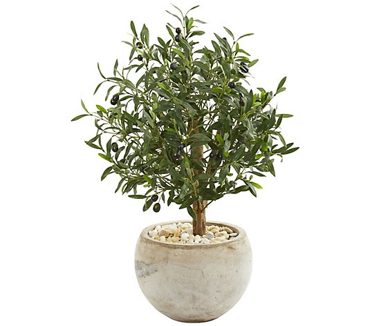 31" Olive Artificial Tree in Bowl Planter by Nearly Natural