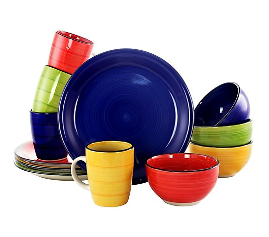 Gibson Color Vibes 12-Piece Painted Stoneware Dinnerware Set
