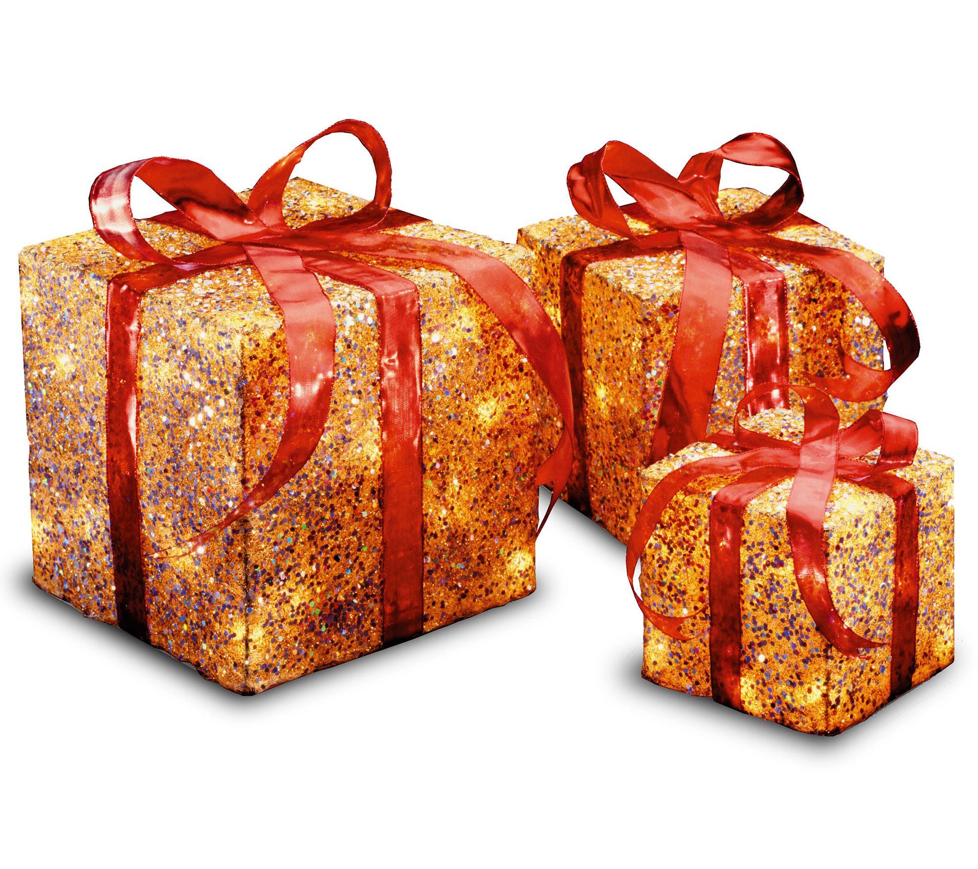 Pre-Lit Gold Sisal Gift Box Assortment