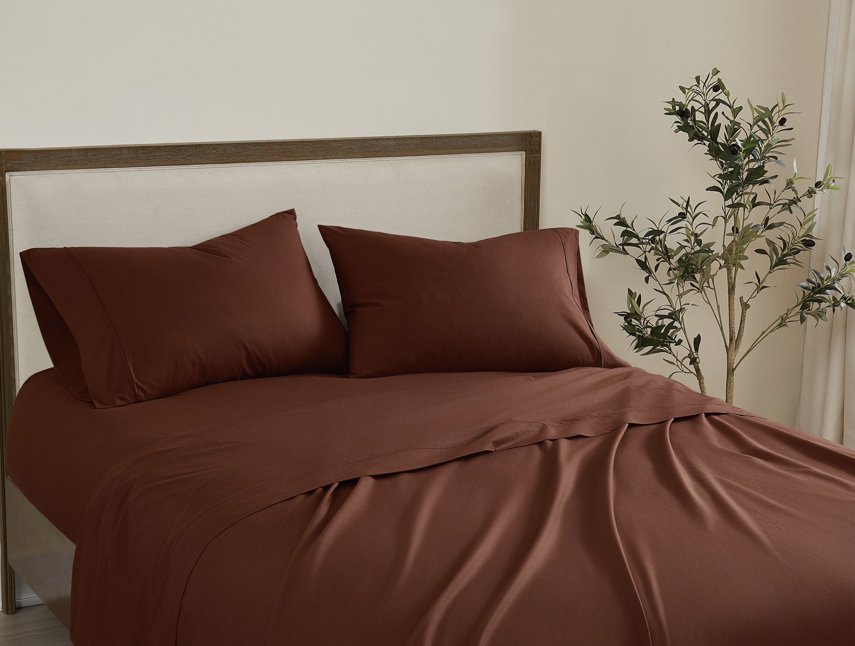 Brooklyn Loom Solid Cotton Percale Twin Sheet Set
