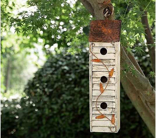 Glitzhome Three-Tier Hand Painted Garden Tall Wood Birdhouse