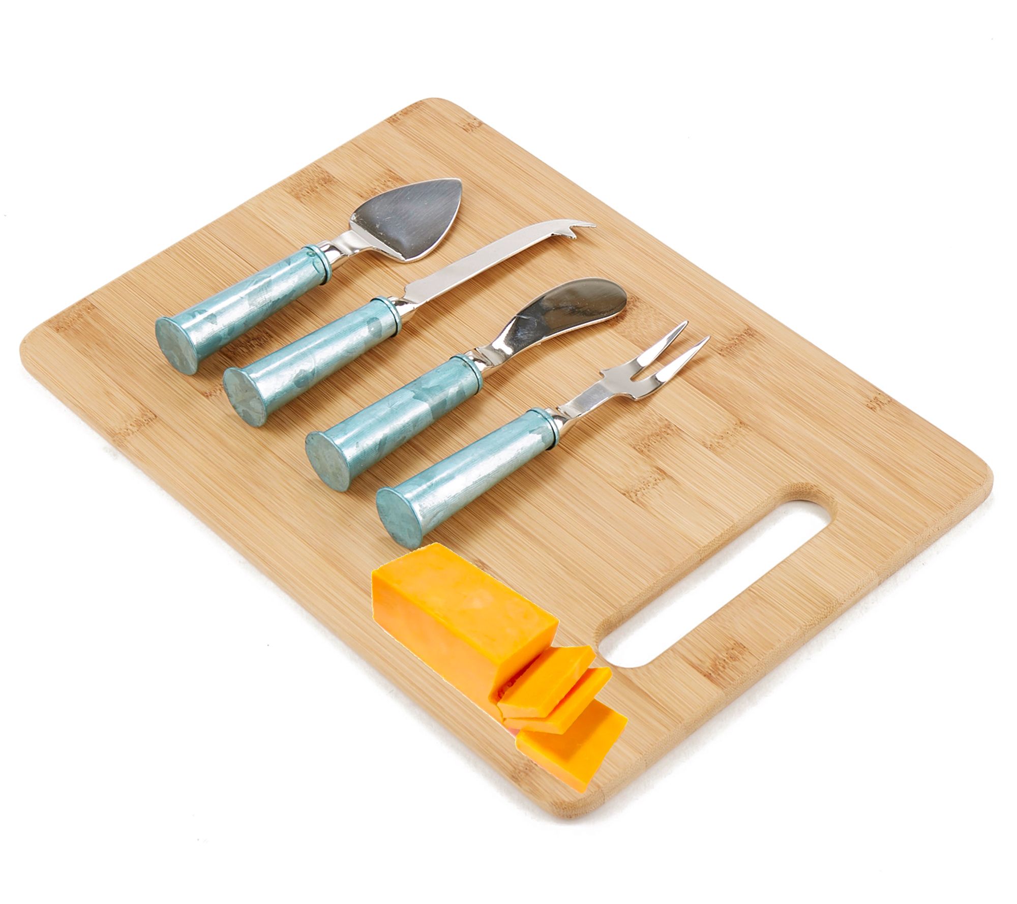 Mind Reader Set of 4 Cheese Utensil Set with Cutting Board