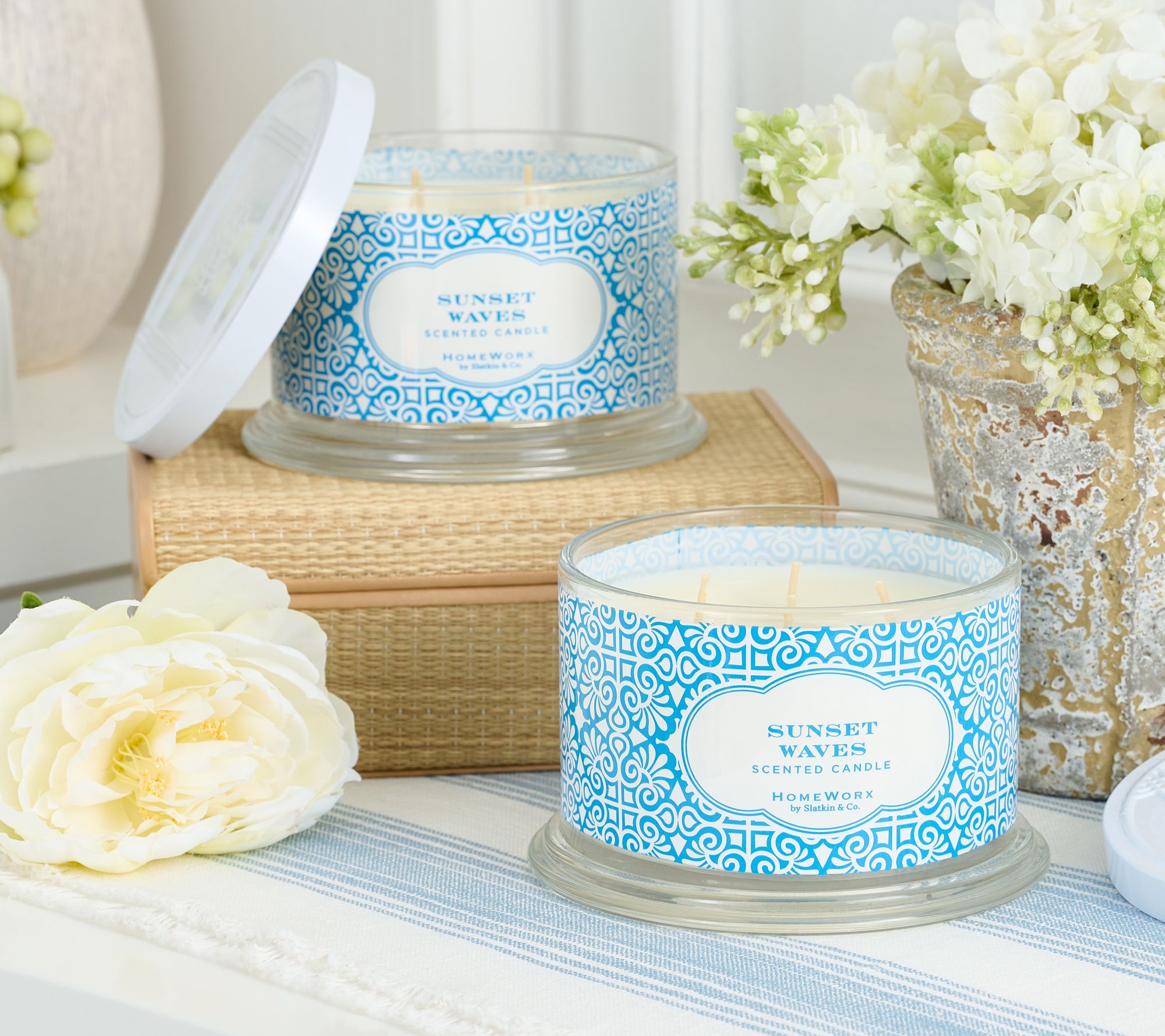 HomeWorx by Slatkin & Co. S/2 Sunset Waves 18oz Candles