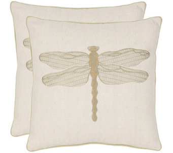 Safavieh Set of 2 18"x18" Azure Dragonfly Applique Pillows
