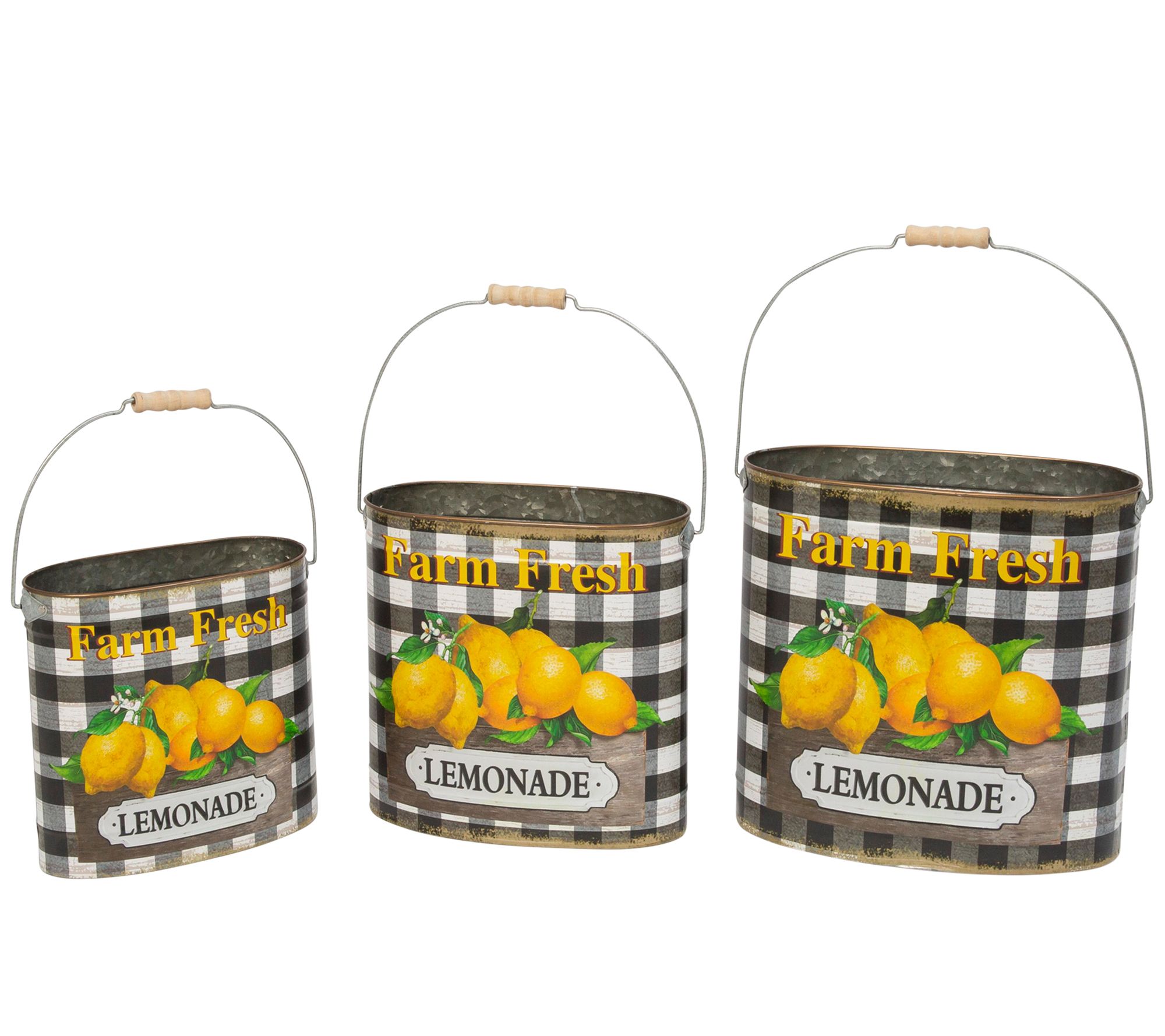 Metal Nesting "Farm Fresh Lemonade" Bucket by Gerson Co.