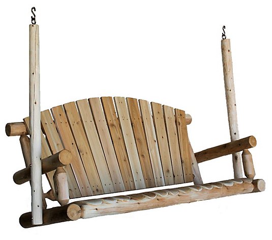 Lakeland Mills 3-Seat Cedar Log Porch Swing